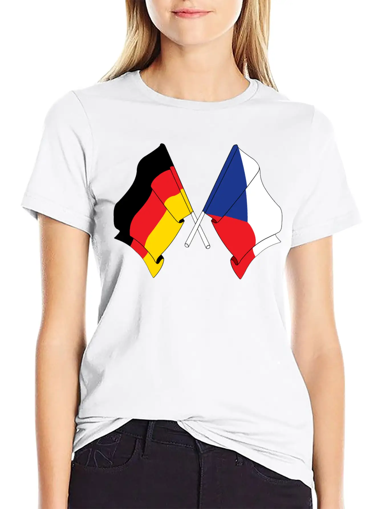 Flag Of Germany And Flag Of The Czech Republic Essential Unisex Summer Tee – Soft Cotton Casual Fit