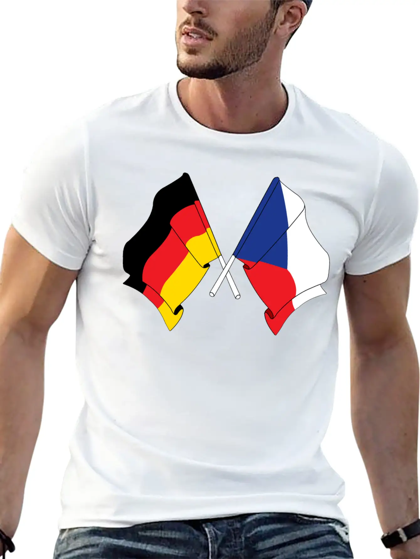 Flag Of Germany And Flag Of The Czech Republic Essential Unisex Summer Tee – Soft Cotton Casual Fit