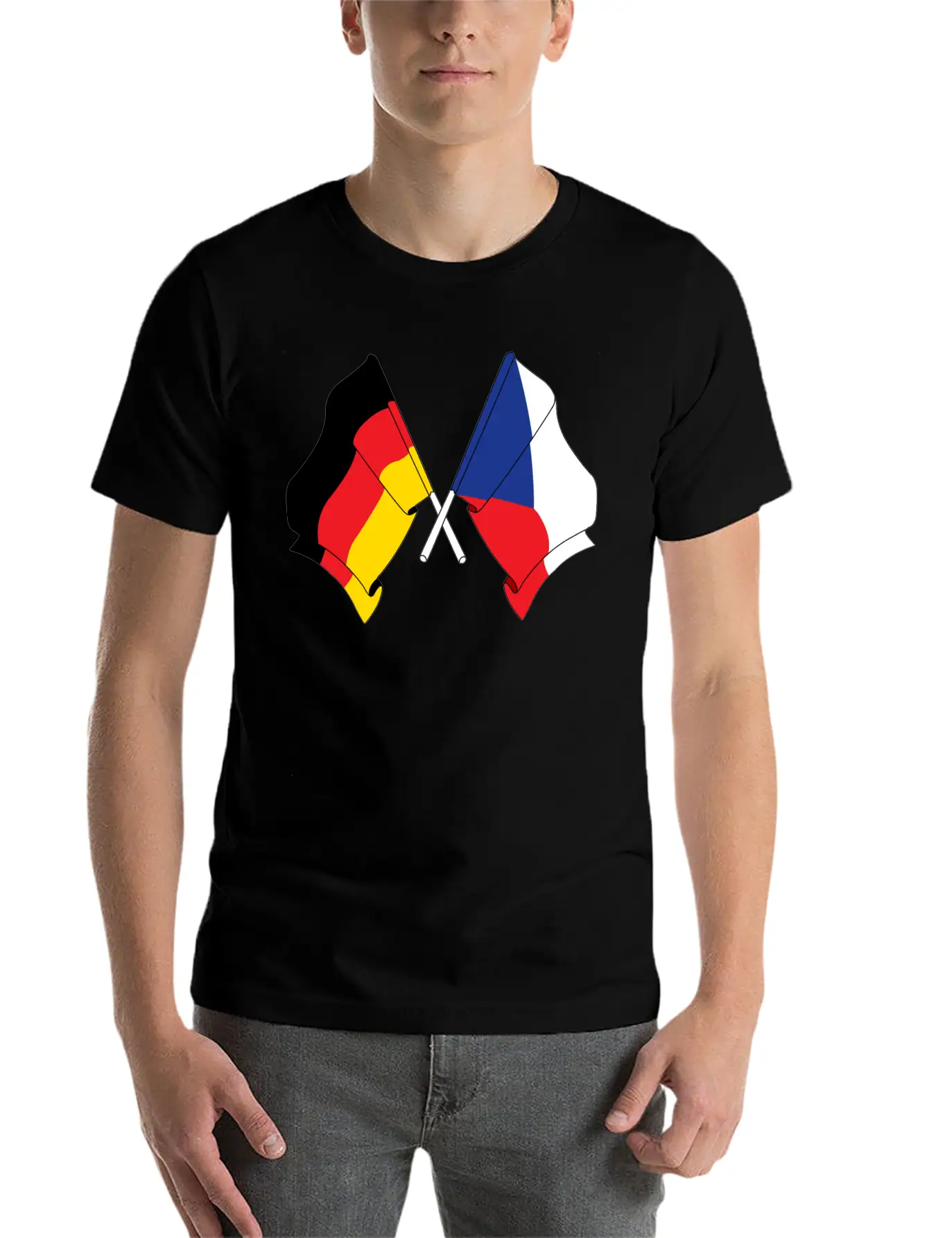 Flag Of Germany And Flag Of The Czech Republic Essential Unisex Summer Tee – Soft Cotton Casual Fit