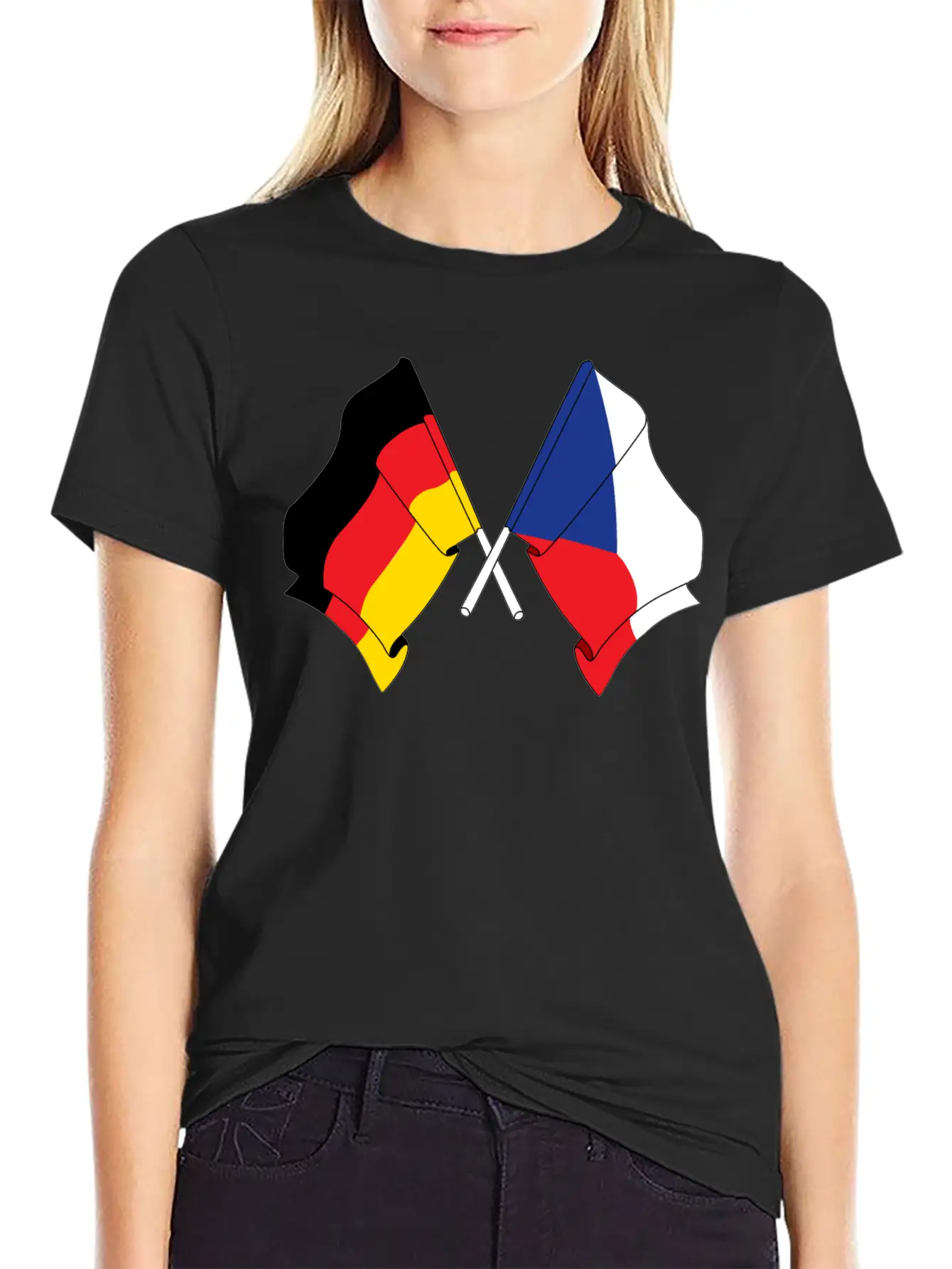 Flag Of Germany And Flag Of The Czech Republic Essential Unisex Summer Tee – Soft Cotton Casual Fit