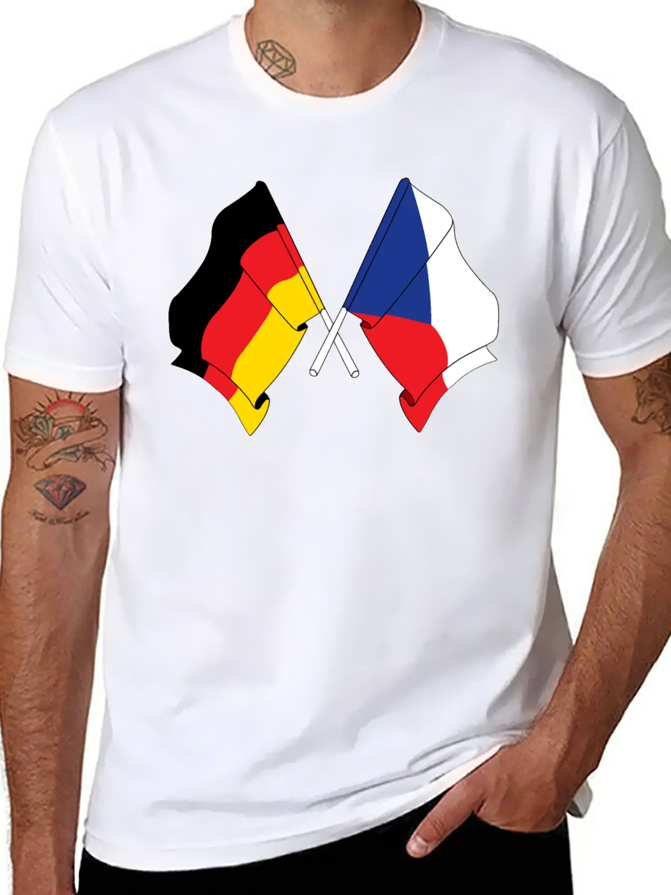 Flag Of Germany And Flag Of The Czech Republic Essential Unisex Summer Tee – Soft Cotton Casual Fit
