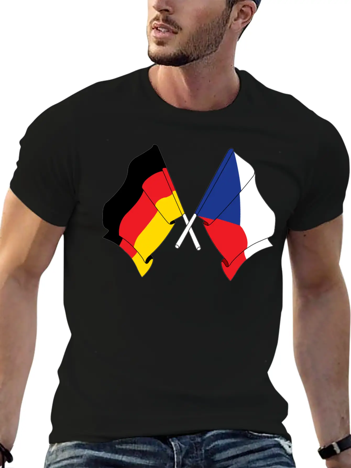 Flag Of Germany And Flag Of The Czech Republic Essential Unisex Summer Tee – Soft Cotton Casual Fit