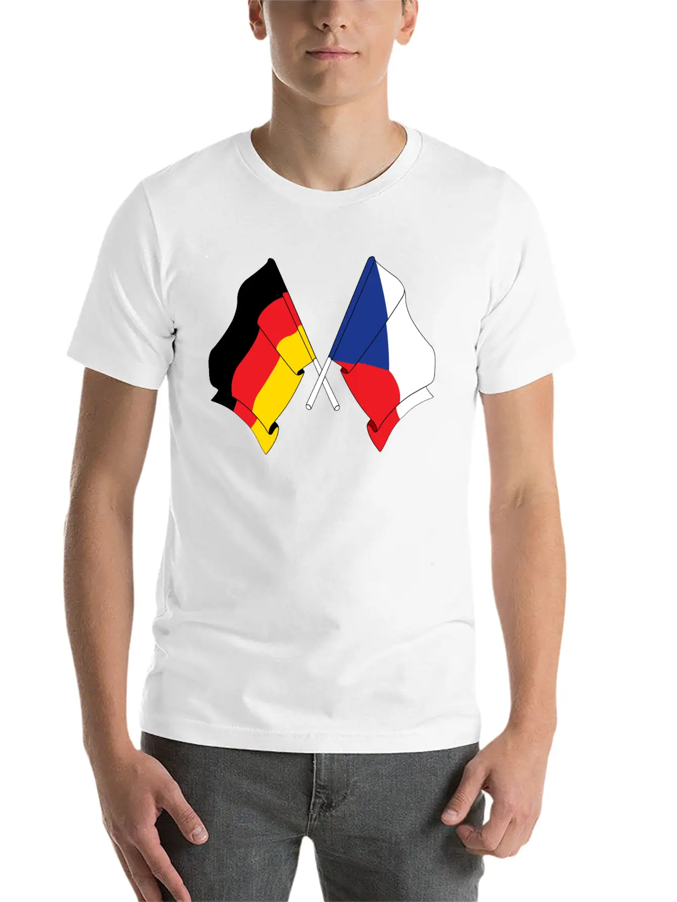 Flag Of Germany And Flag Of The Czech Republic Essential Unisex Summer Tee – Soft Cotton Casual Fit
