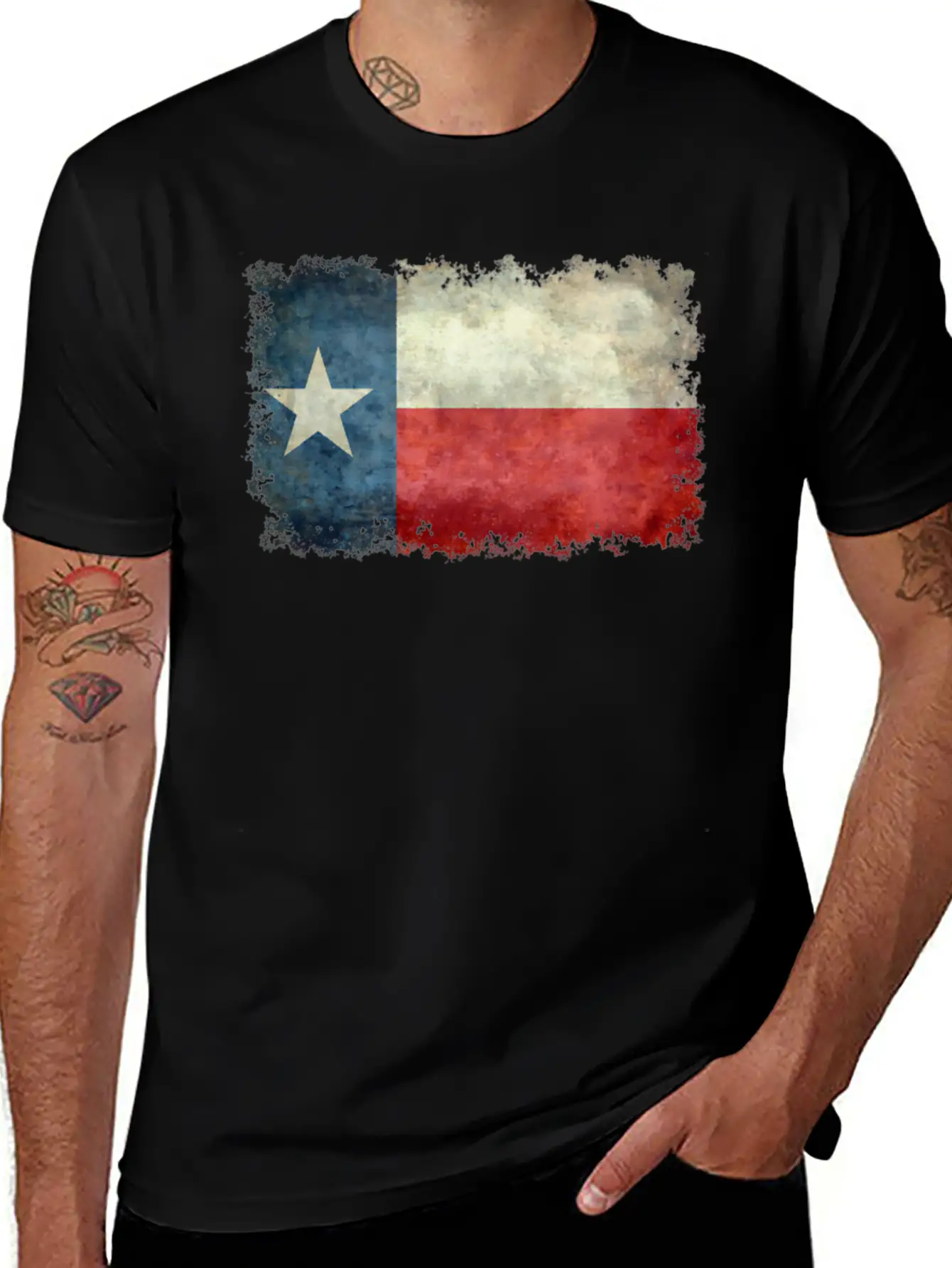 Flag Of Texas In Vintage Stylish Everyday T-Shirt – Unisex Basic Cotton Tee
