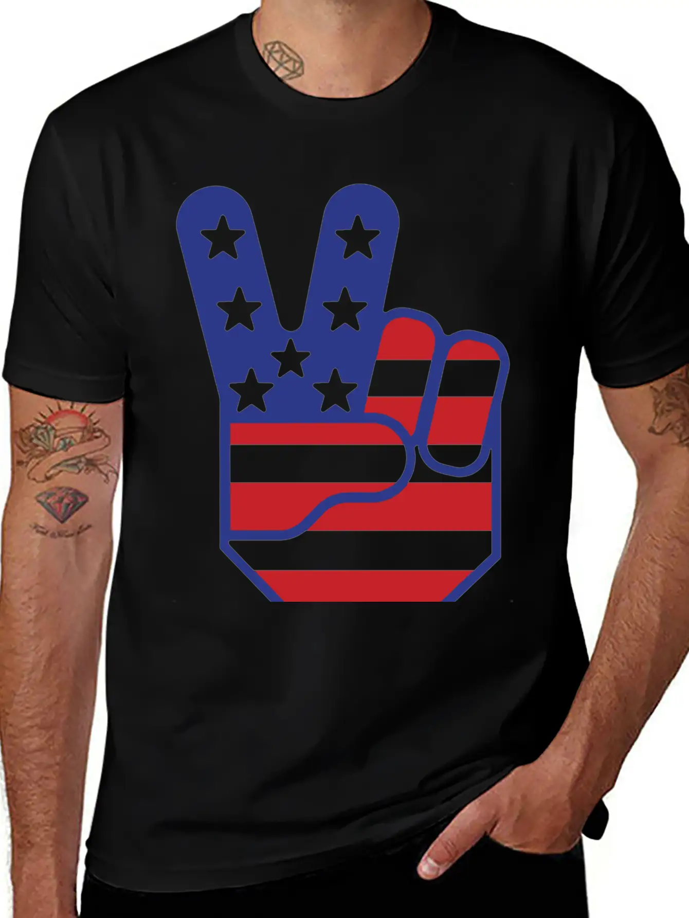 Flag Peace Sign Stylish Everyday T-Shirt – Unisex Basic Cotton Tee