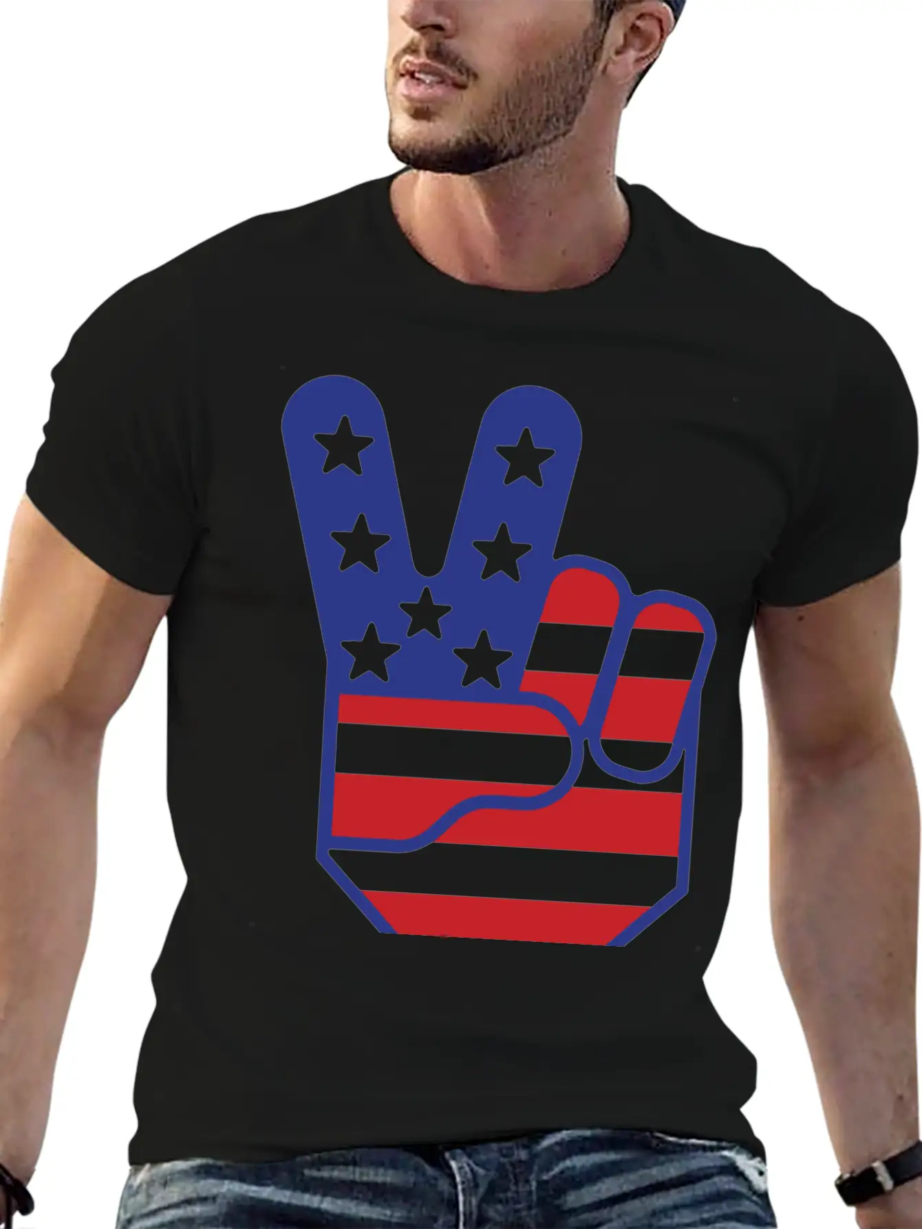 Flag Peace Sign Stylish Everyday T-Shirt – Unisex Basic Cotton Tee