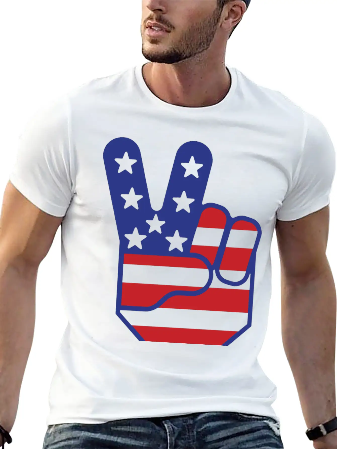 Flag Peace Sign Stylish Everyday T-Shirt – Unisex Basic Cotton Tee