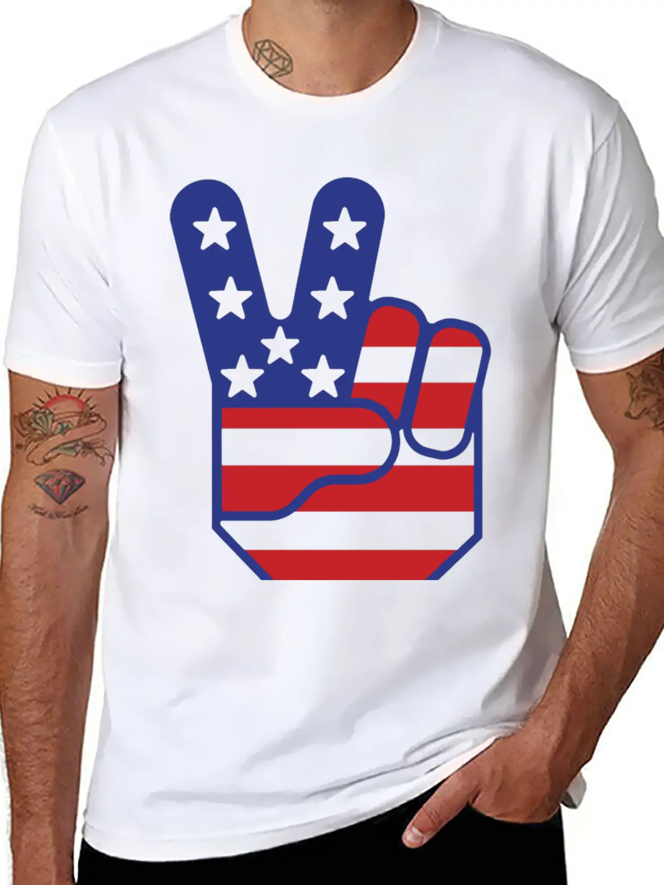 Flag Peace Sign Stylish Everyday T-Shirt – Unisex Basic Cotton Tee