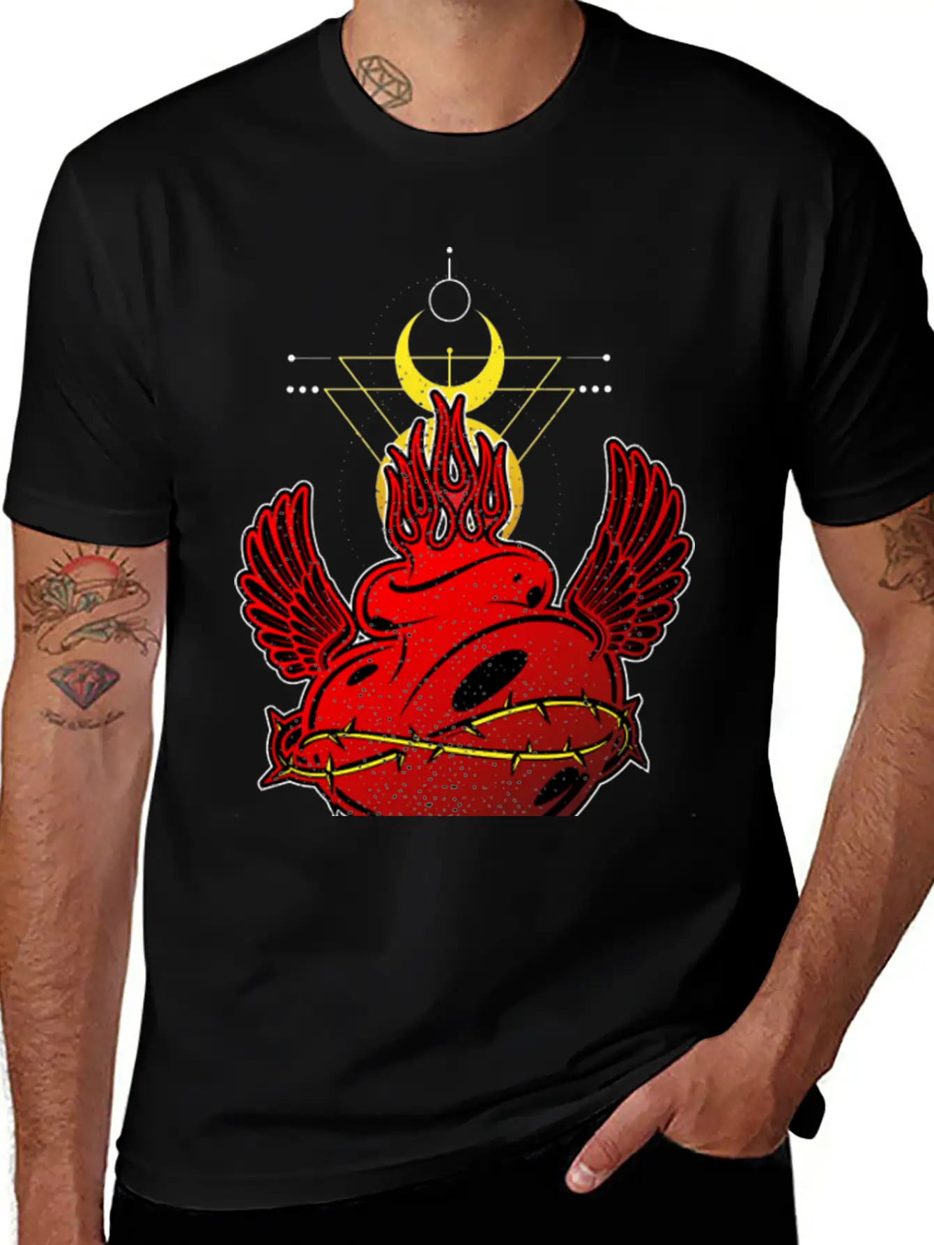 Flames Heart Tribal Tattoo Street Style Timeless Short Sleeve Tee – Comfy And Minimalist Design