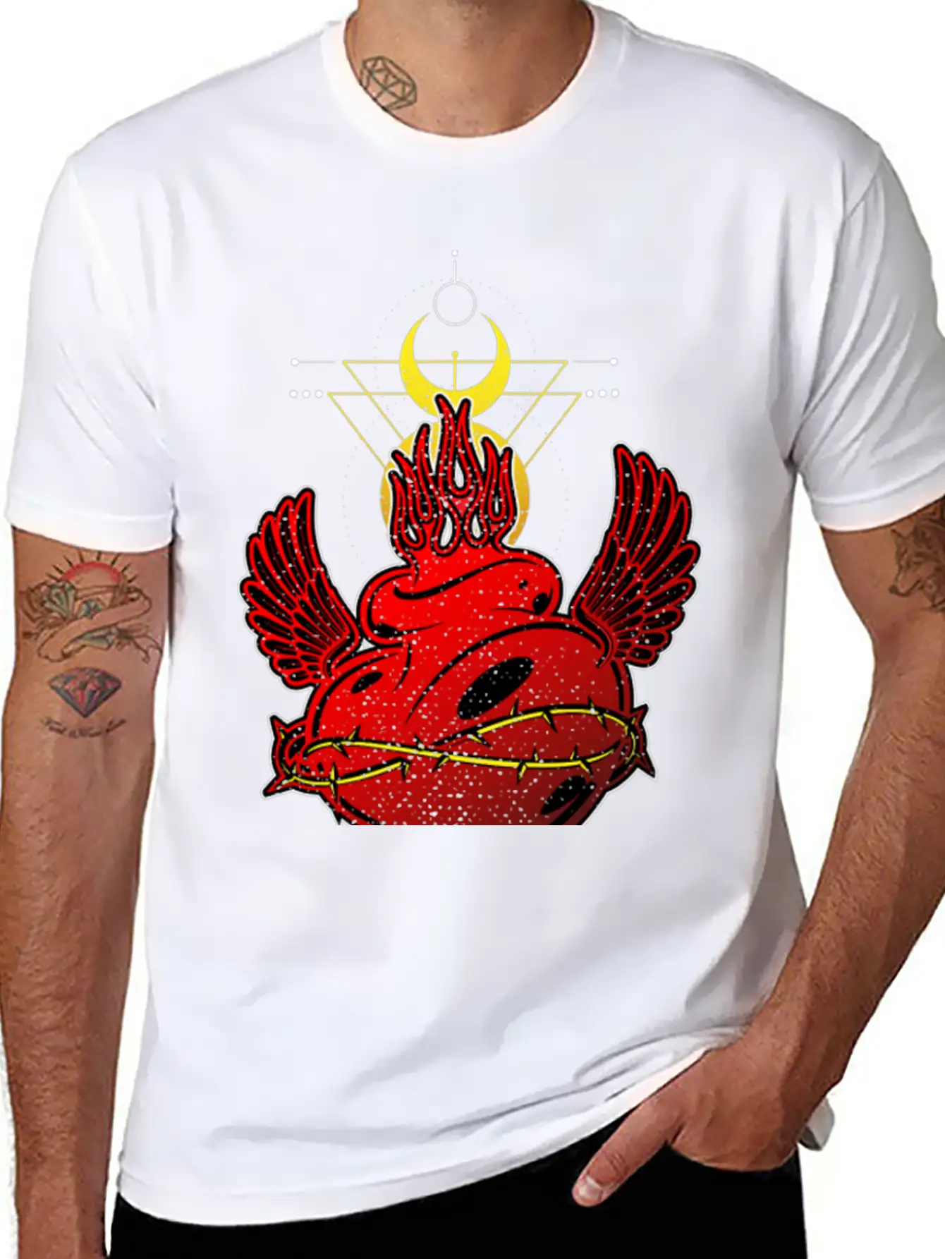 Flames Heart Tribal Tattoo Street Style Timeless Short Sleeve Tee – Comfy And Minimalist Design