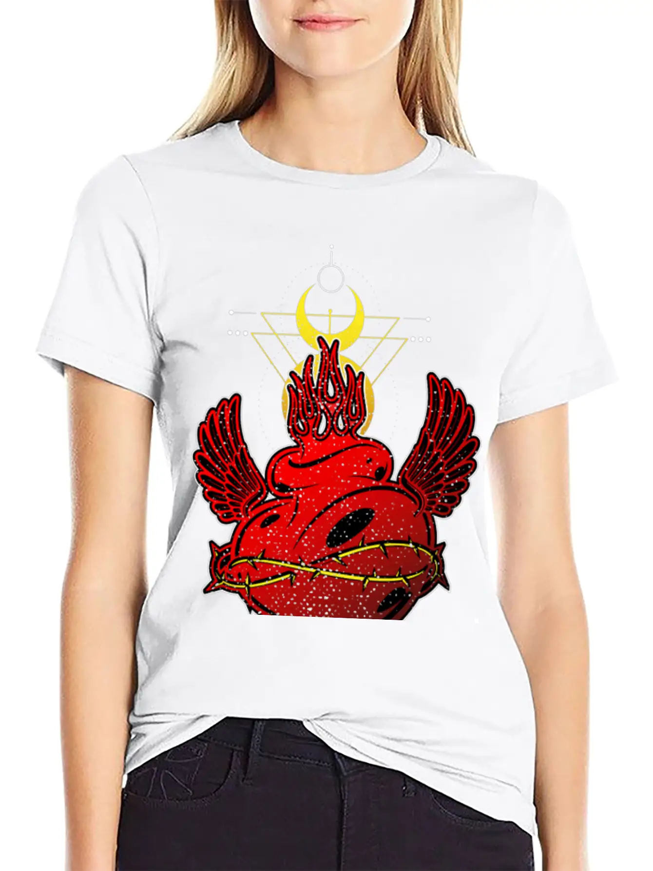 Flames Heart Tribal Tattoo Street Style Timeless Short Sleeve Tee – Comfy And Minimalist Design