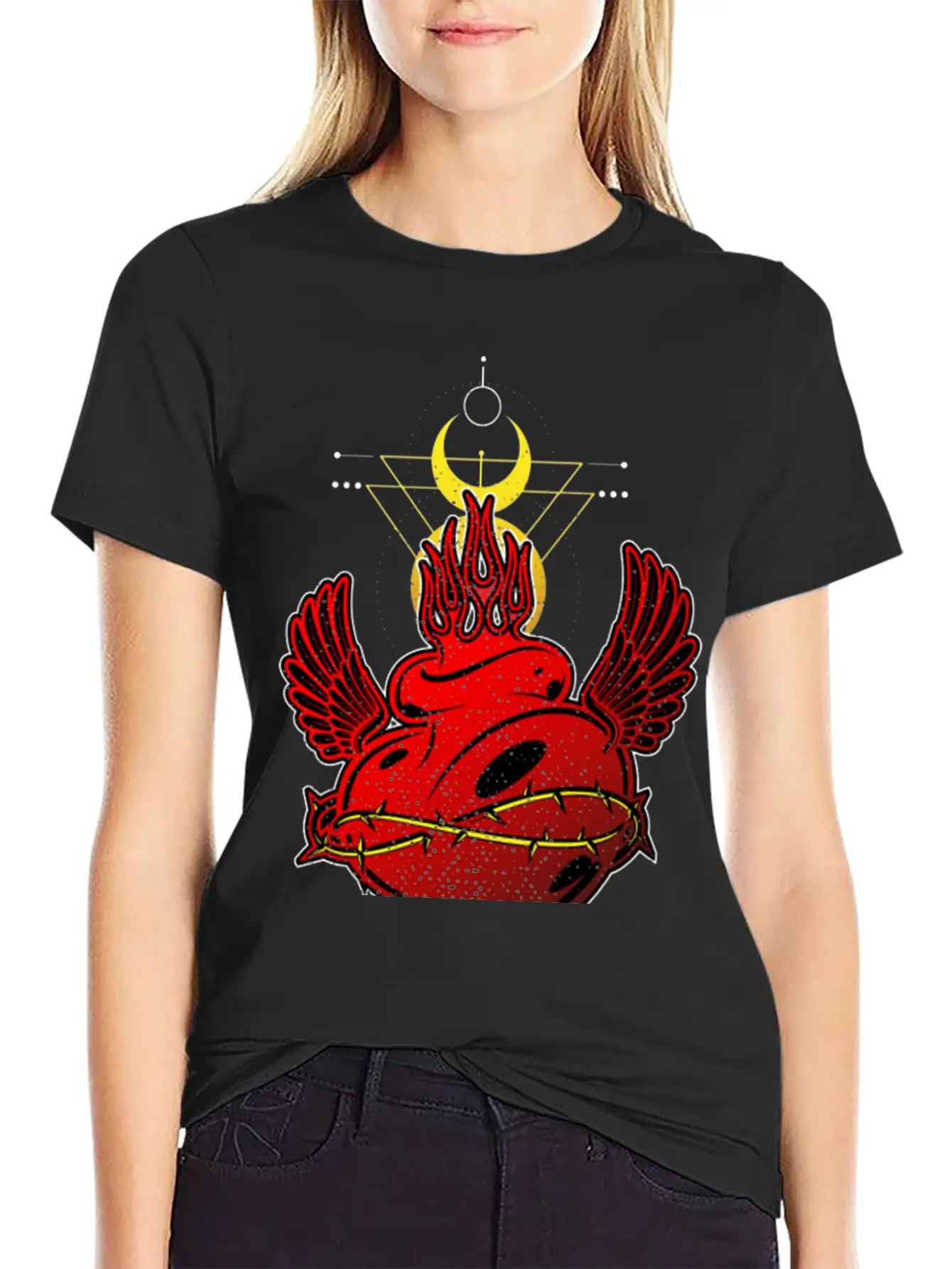 Flames Heart Tribal Tattoo Street Style Timeless Short Sleeve Tee – Comfy And Minimalist Design
