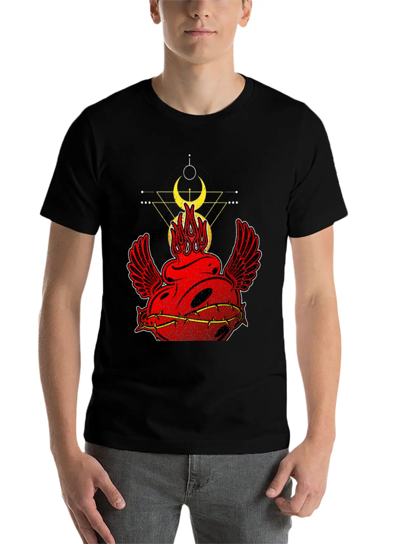 Flames Heart Tribal Tattoo Street Style Timeless Short Sleeve Tee – Comfy And Minimalist Design