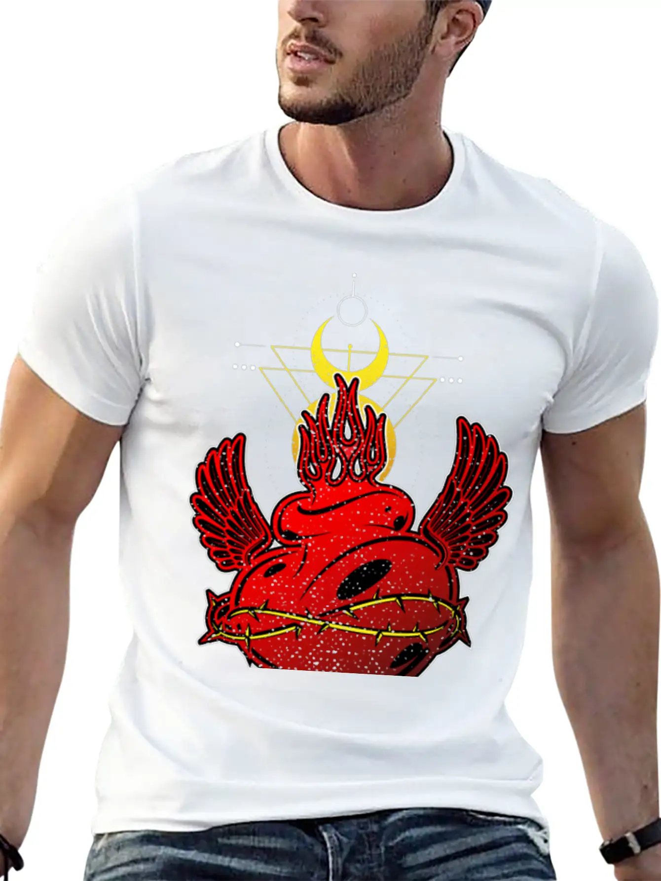 Flames Heart Tribal Tattoo Street Style Timeless Short Sleeve Tee – Comfy And Minimalist Design