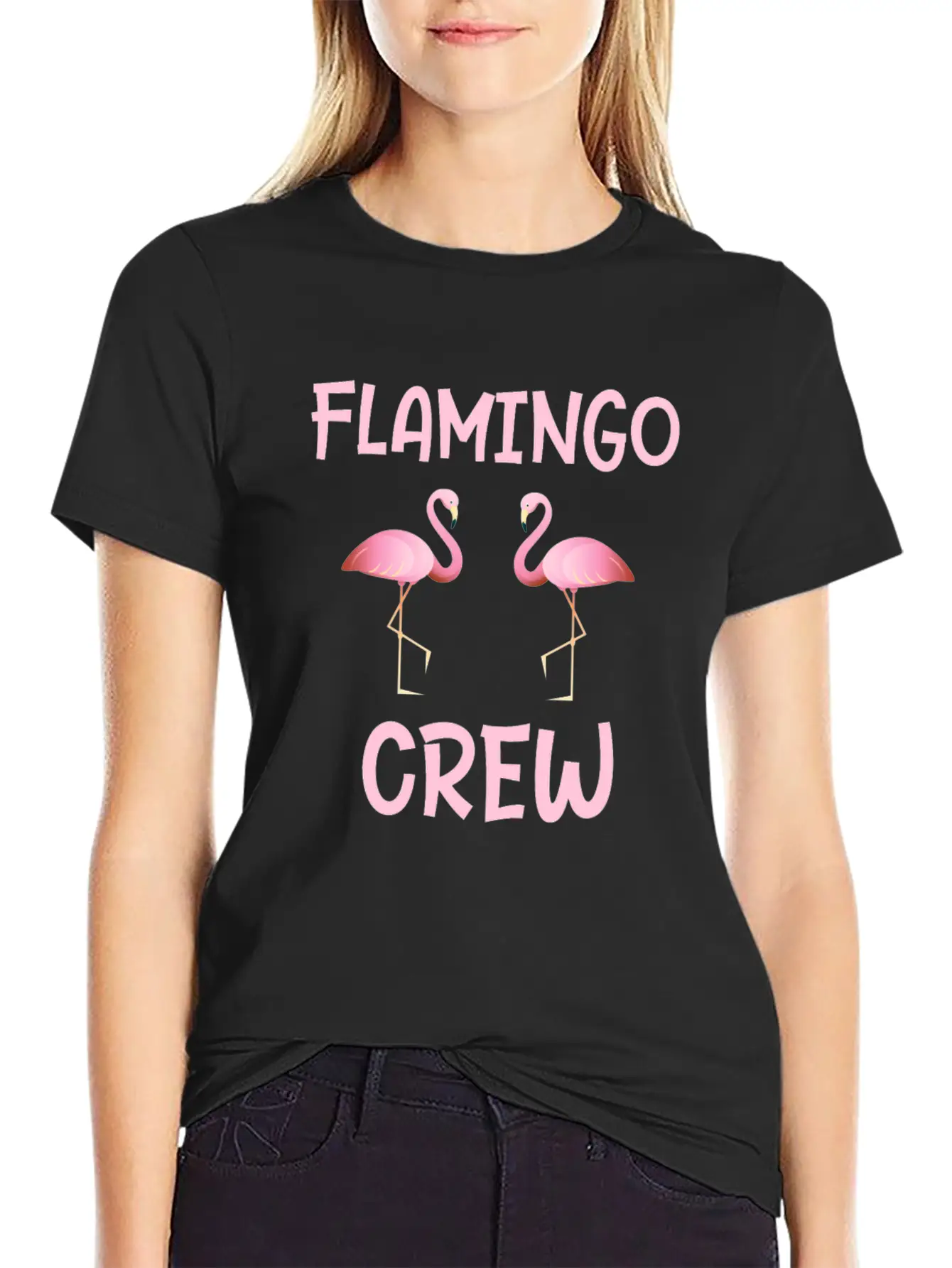 Flamingo Crew As A Gift Flamingos Gifts Unisex Short Sleeve Soft Cotton T-Shirt – Casual Everyday Wear
