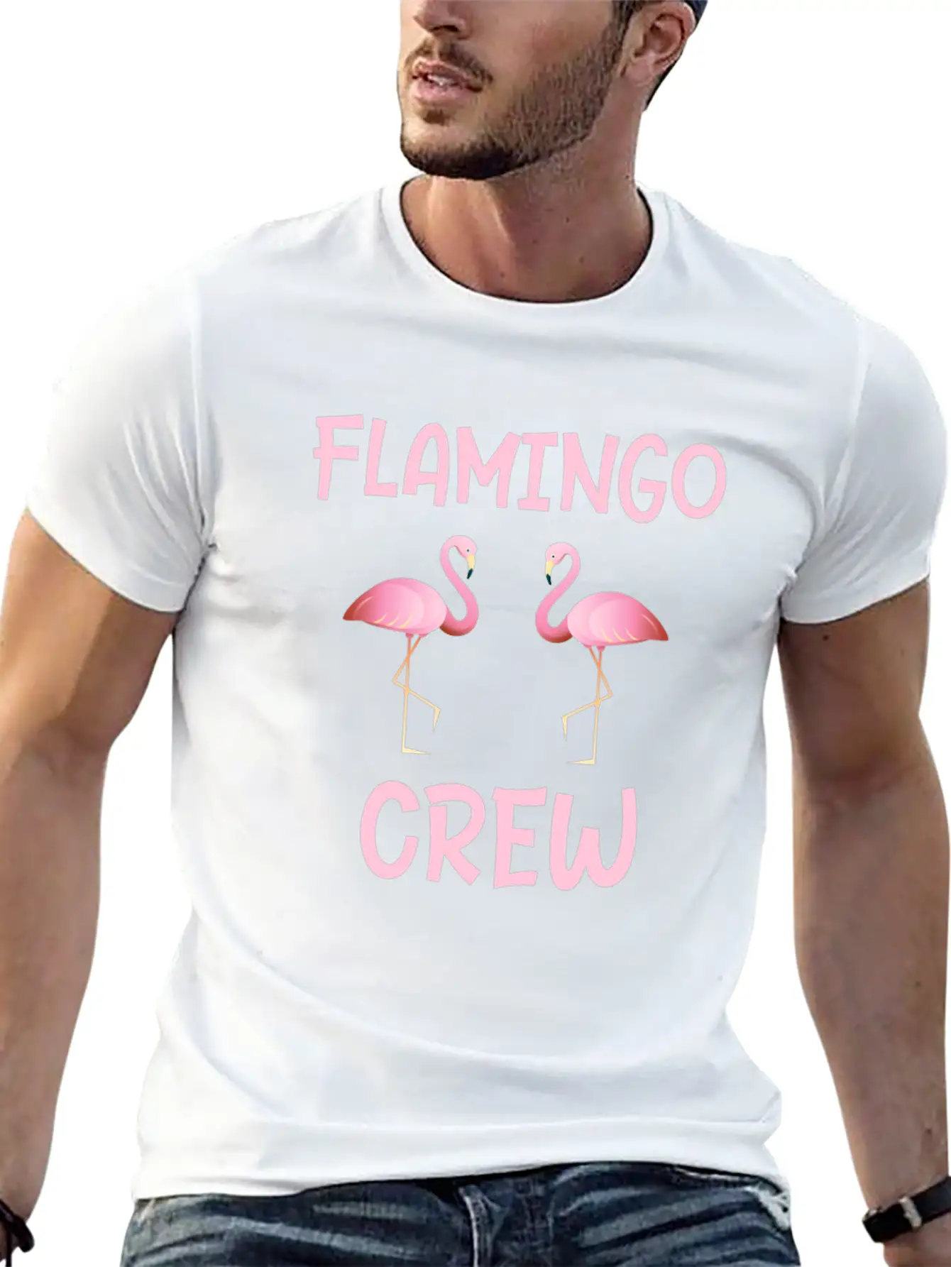 Flamingo Crew As A Gift Flamingos Gifts Unisex Short Sleeve Soft Cotton T-Shirt – Casual Everyday Wear