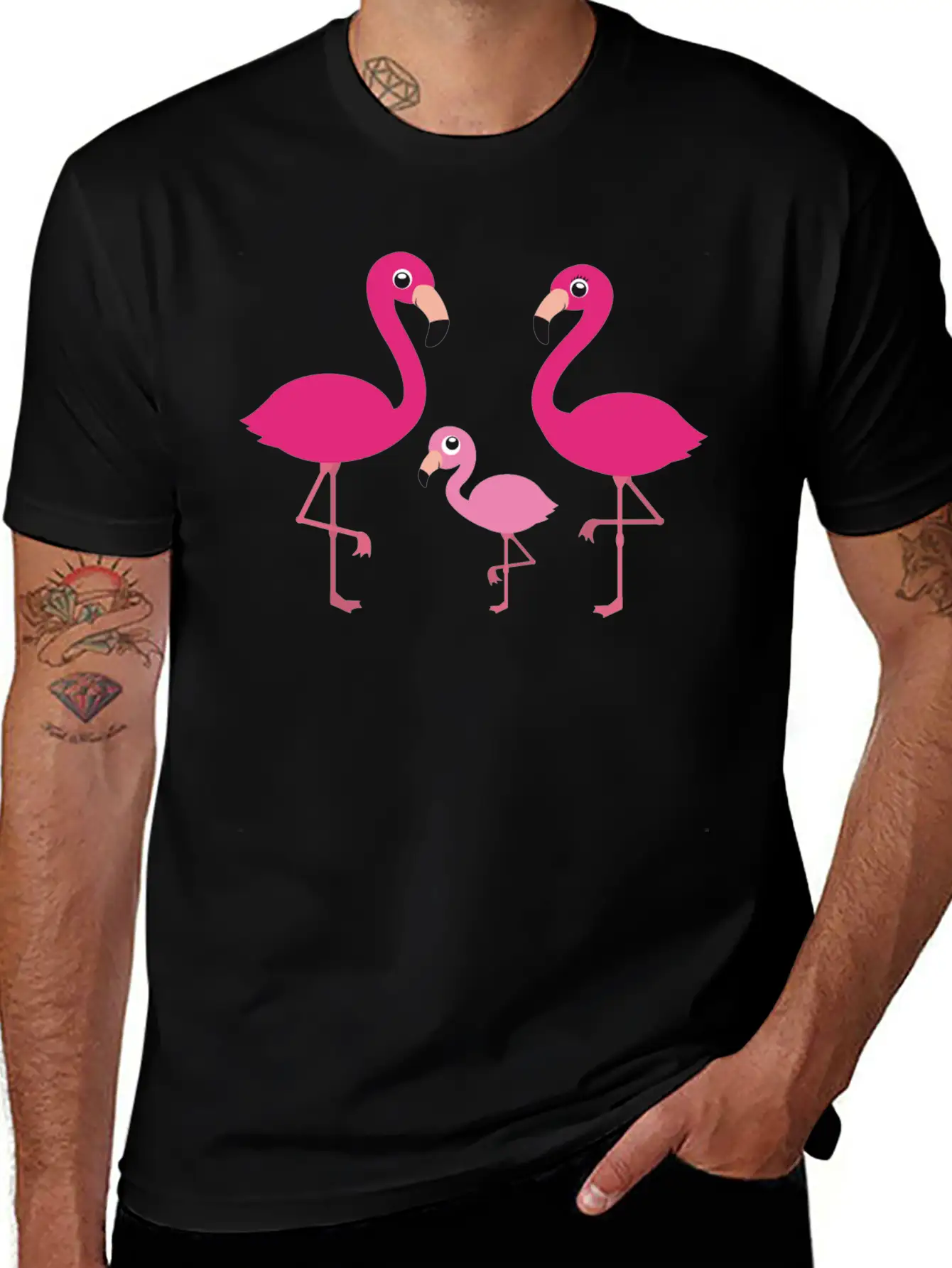 Flamingo Family Stylish Everyday T-Shirt – Unisex Basic Cotton Tee