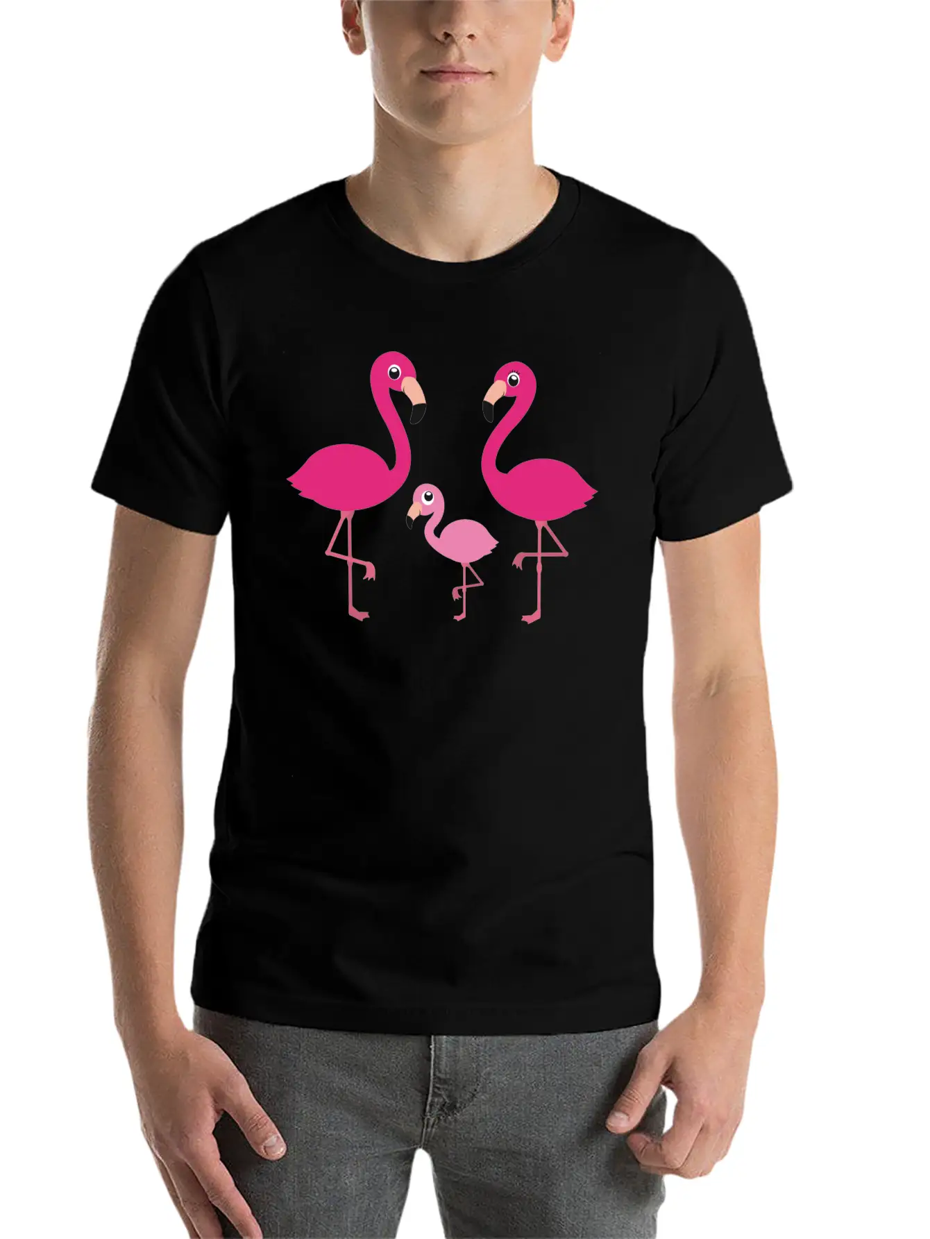 Flamingo Family Stylish Everyday T-Shirt – Unisex Basic Cotton Tee