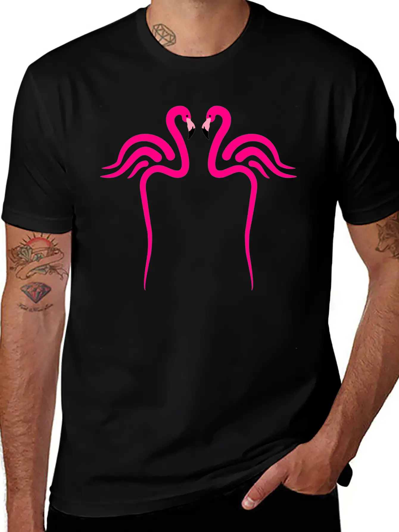 Flamingo, Flamingos - 3 Colors Unisex Short Sleeve Soft Cotton T-Shirt – Casual Everyday Wear