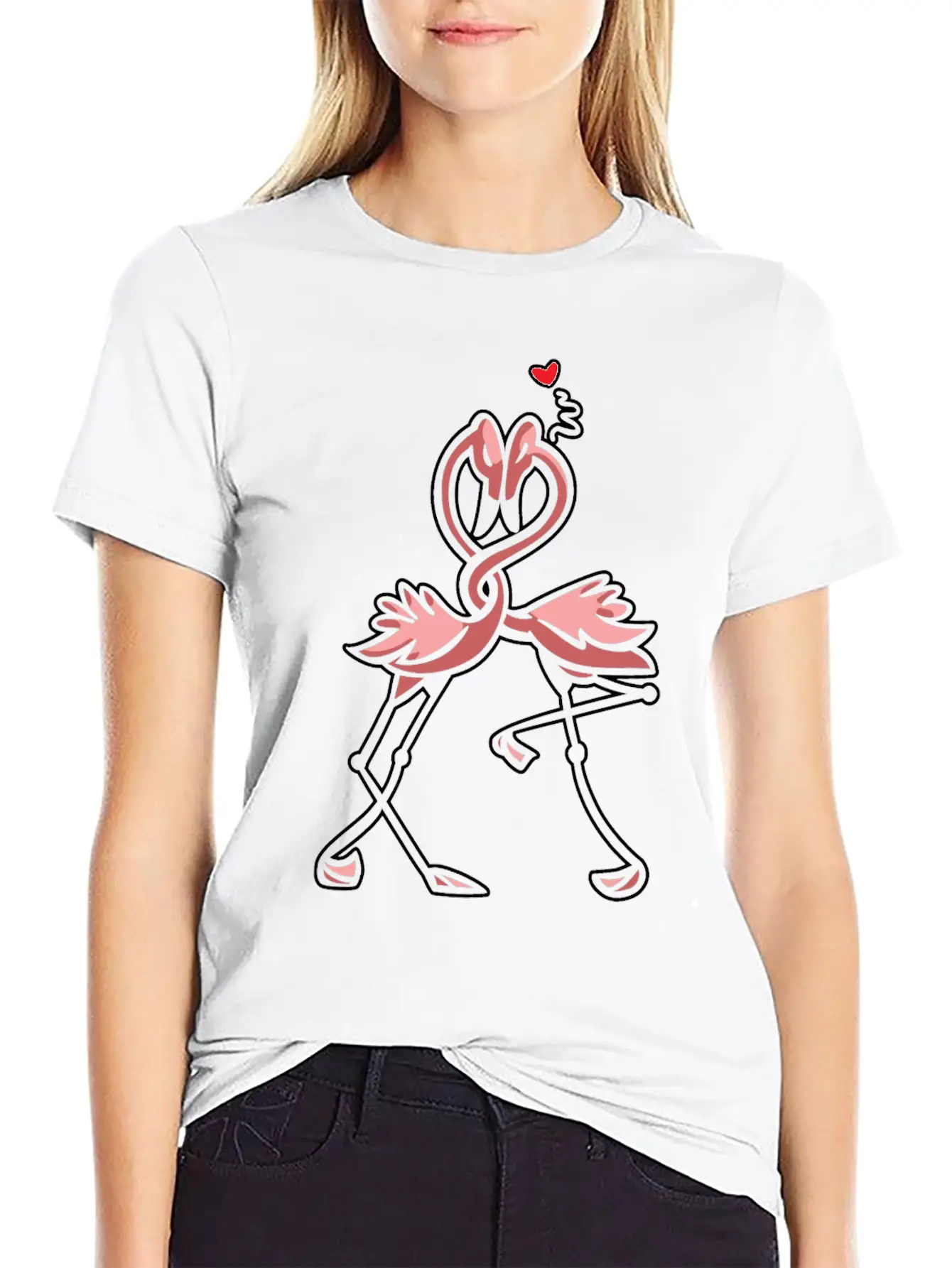 Flamingo Love Unisex Short Sleeve Soft Cotton T-Shirt – Casual Everyday Wear
