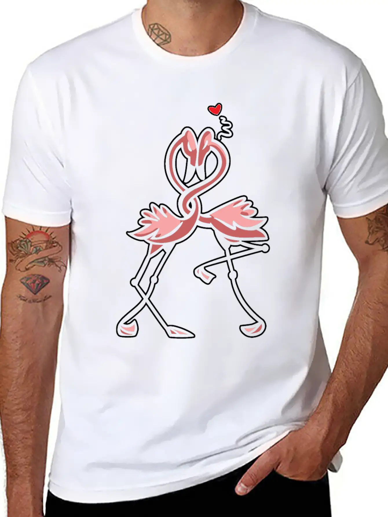 Flamingo Love Unisex Short Sleeve Soft Cotton T-Shirt – Casual Everyday Wear