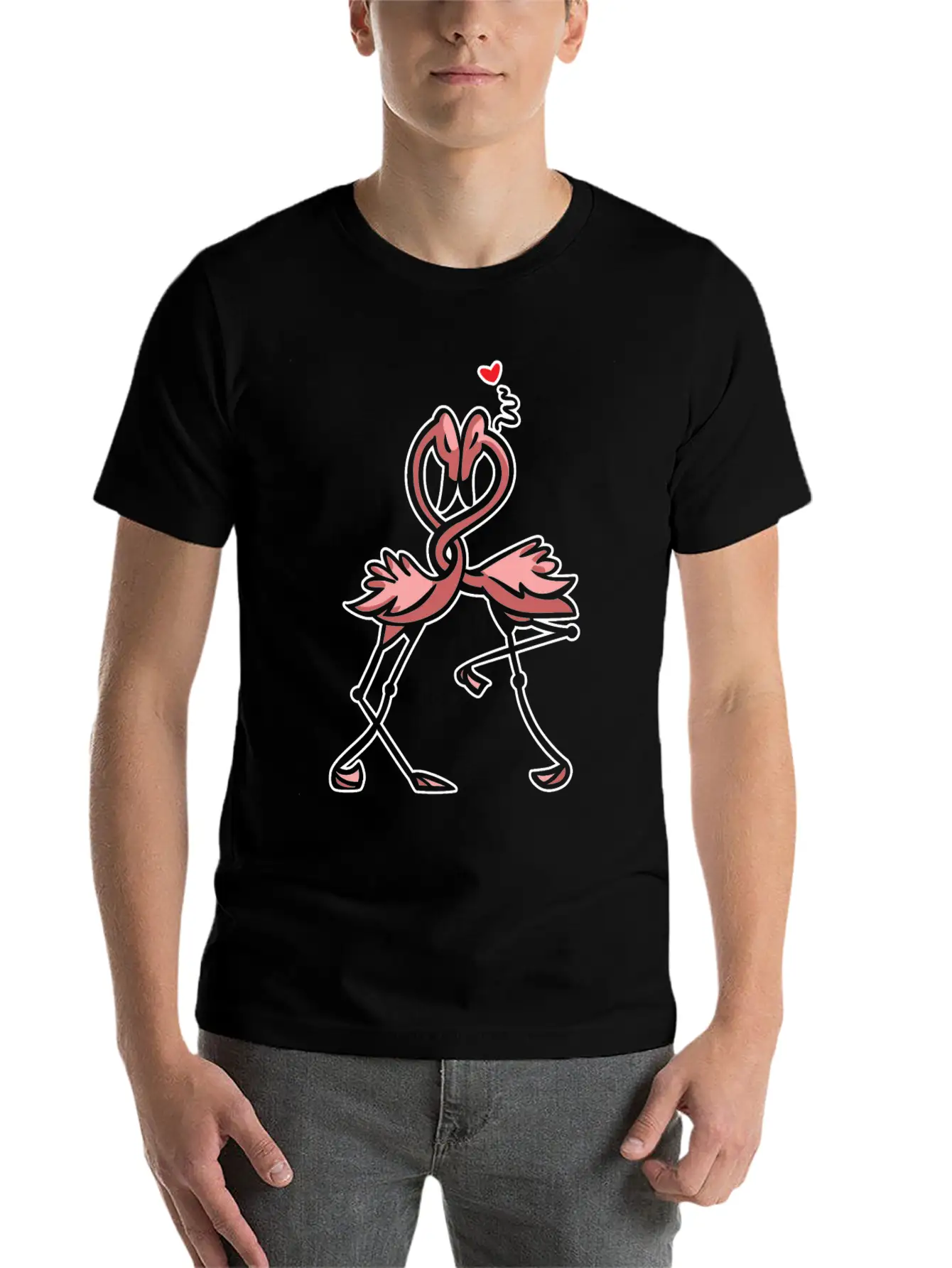 Flamingo Love Unisex Short Sleeve Soft Cotton T-Shirt – Casual Everyday Wear