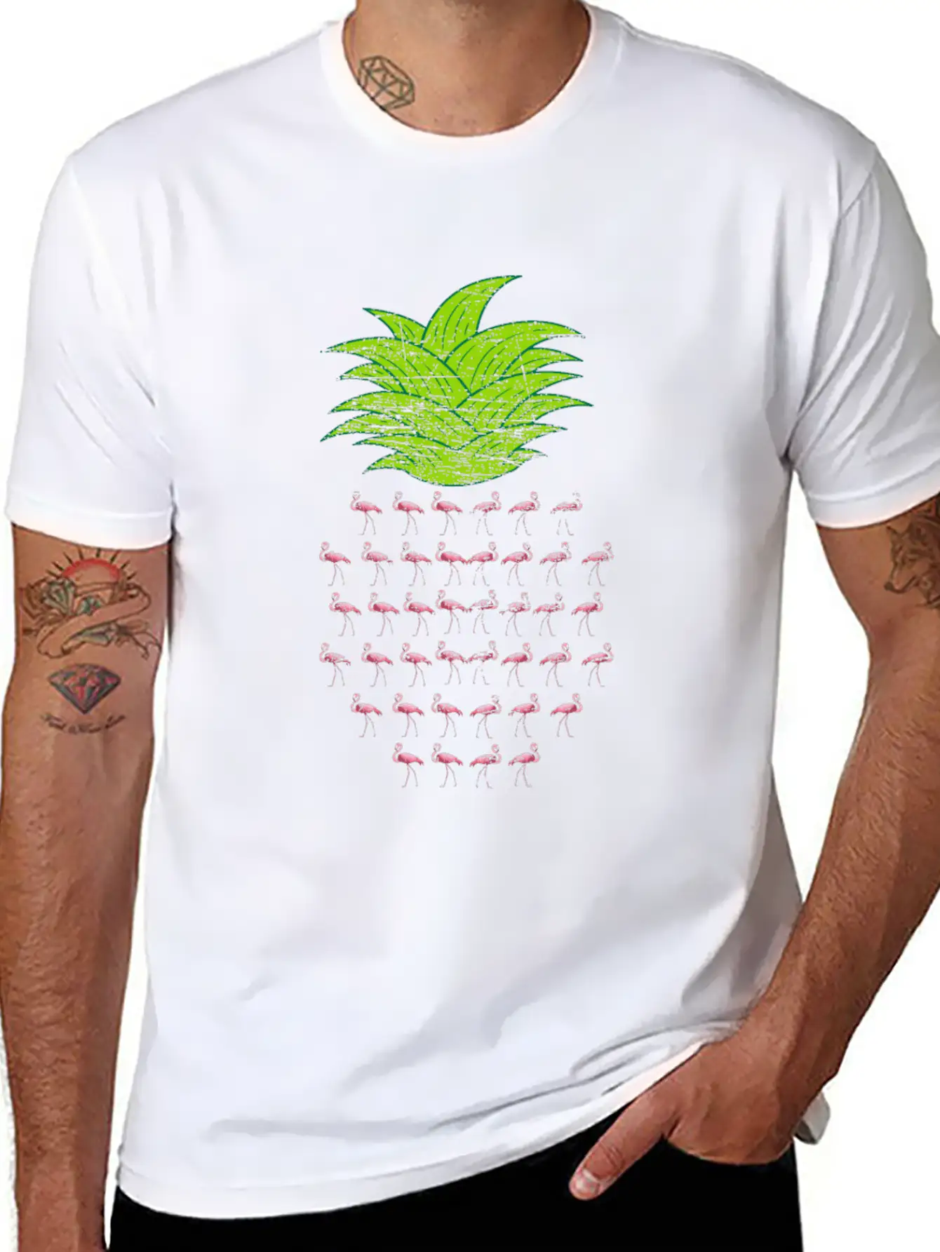 Flamingo Pineapple Essential Unisex Summer Tee – Soft Cotton Casual Fit