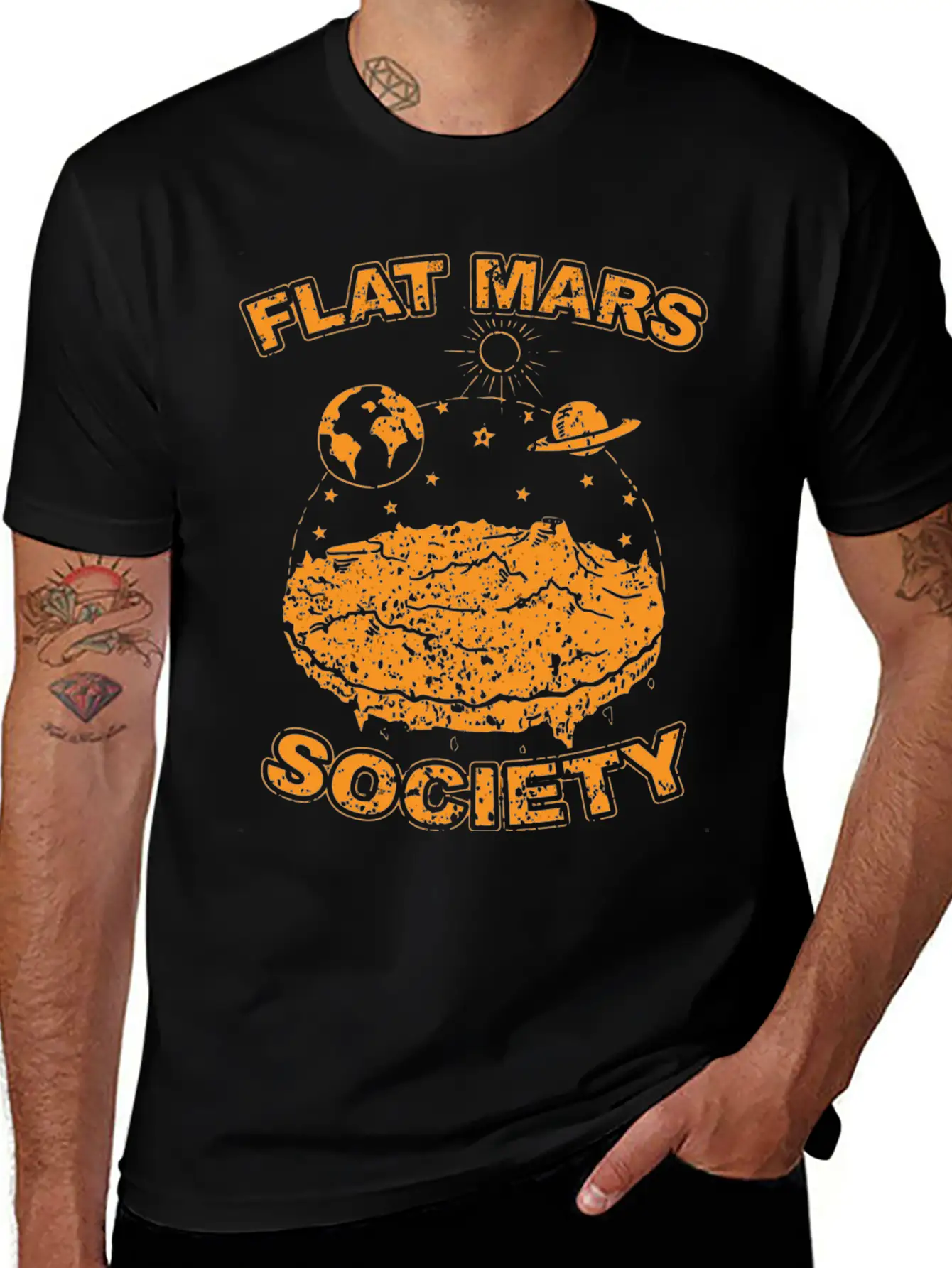 Flat Mar Socity Flat Earth Uivr SciFi S 2029 Unisex Short Sleeve Soft Cotton T-Shirt – Casual Everyday Wear