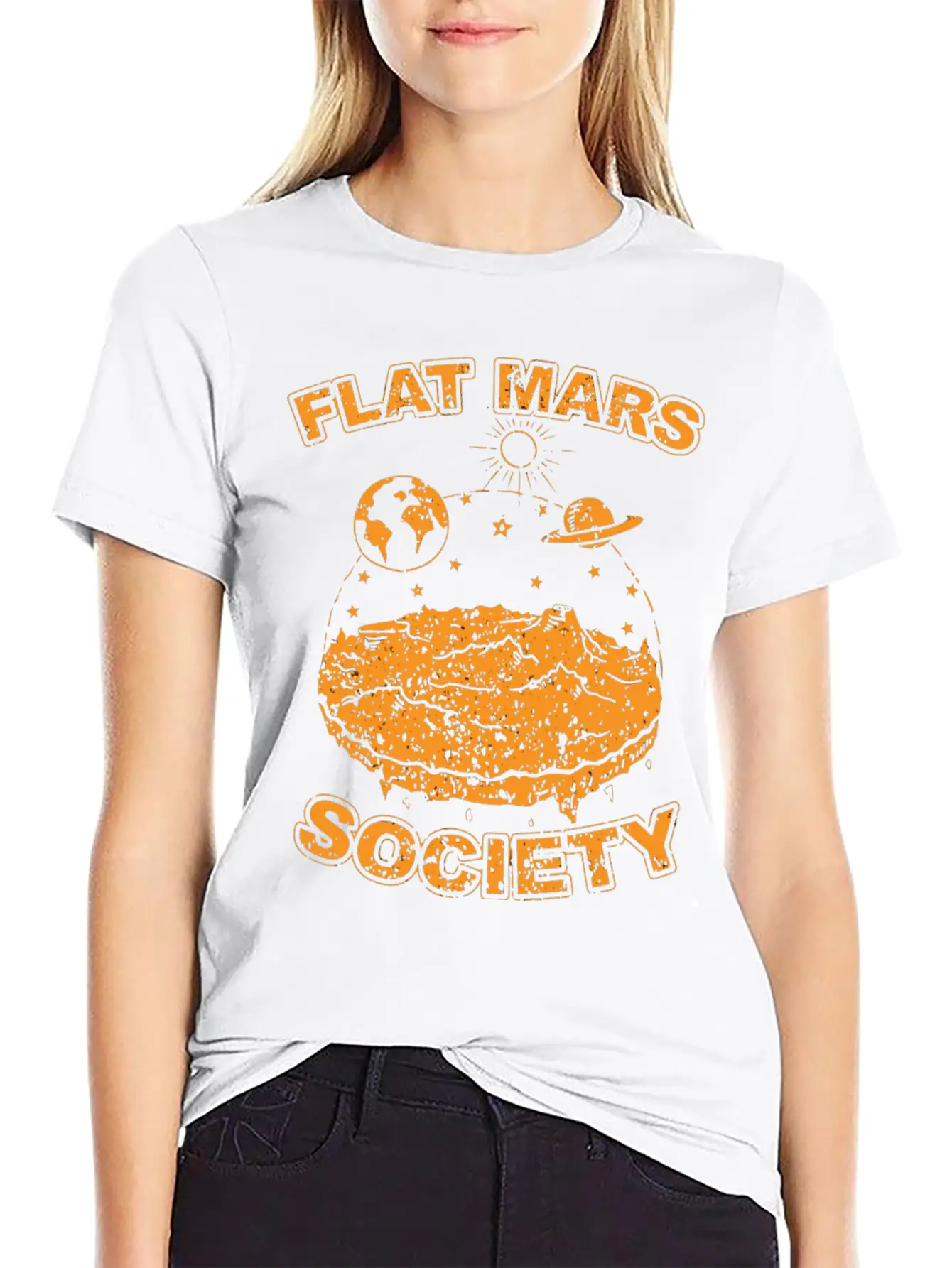 Flat Mar Socity Flat Earth Uivr SciFi S 2029 Unisex Short Sleeve Soft Cotton T-Shirt – Casual Everyday Wear