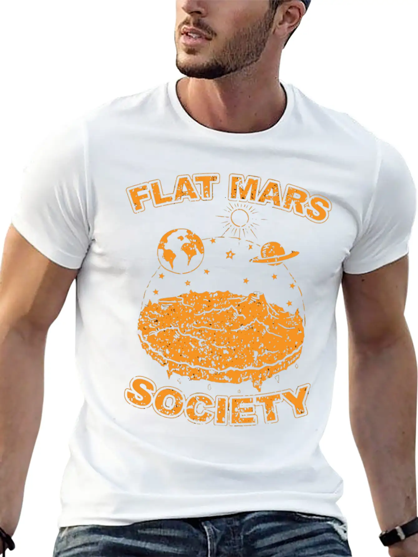 Flat Mar Socity Flat Earth Uivr SciFi S 2029 Unisex Short Sleeve Soft Cotton T-Shirt – Casual Everyday Wear