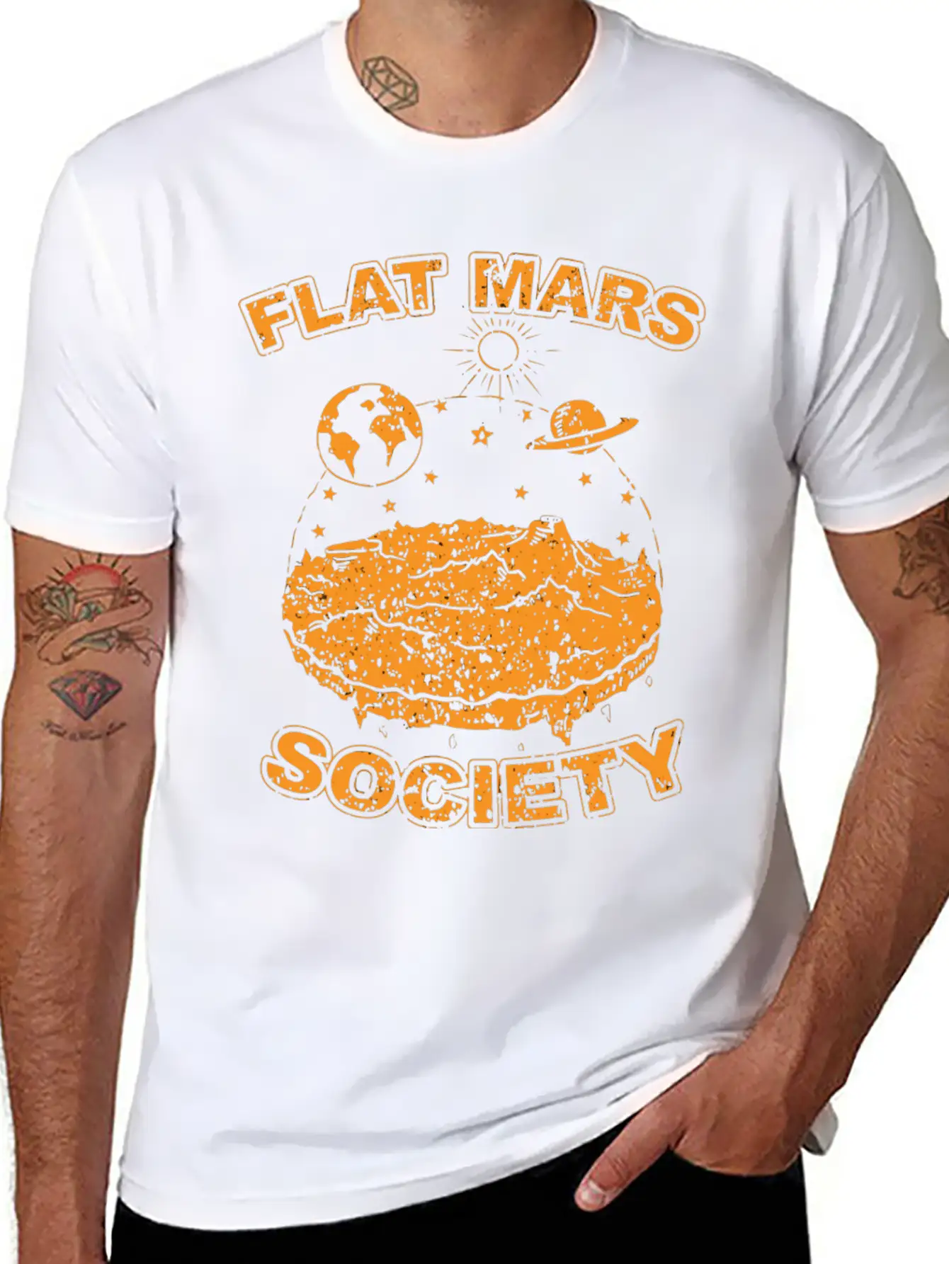 Flat Mar Socity Flat Earth Uivr SciFi S 2029 Unisex Short Sleeve Soft Cotton T-Shirt – Casual Everyday Wear
