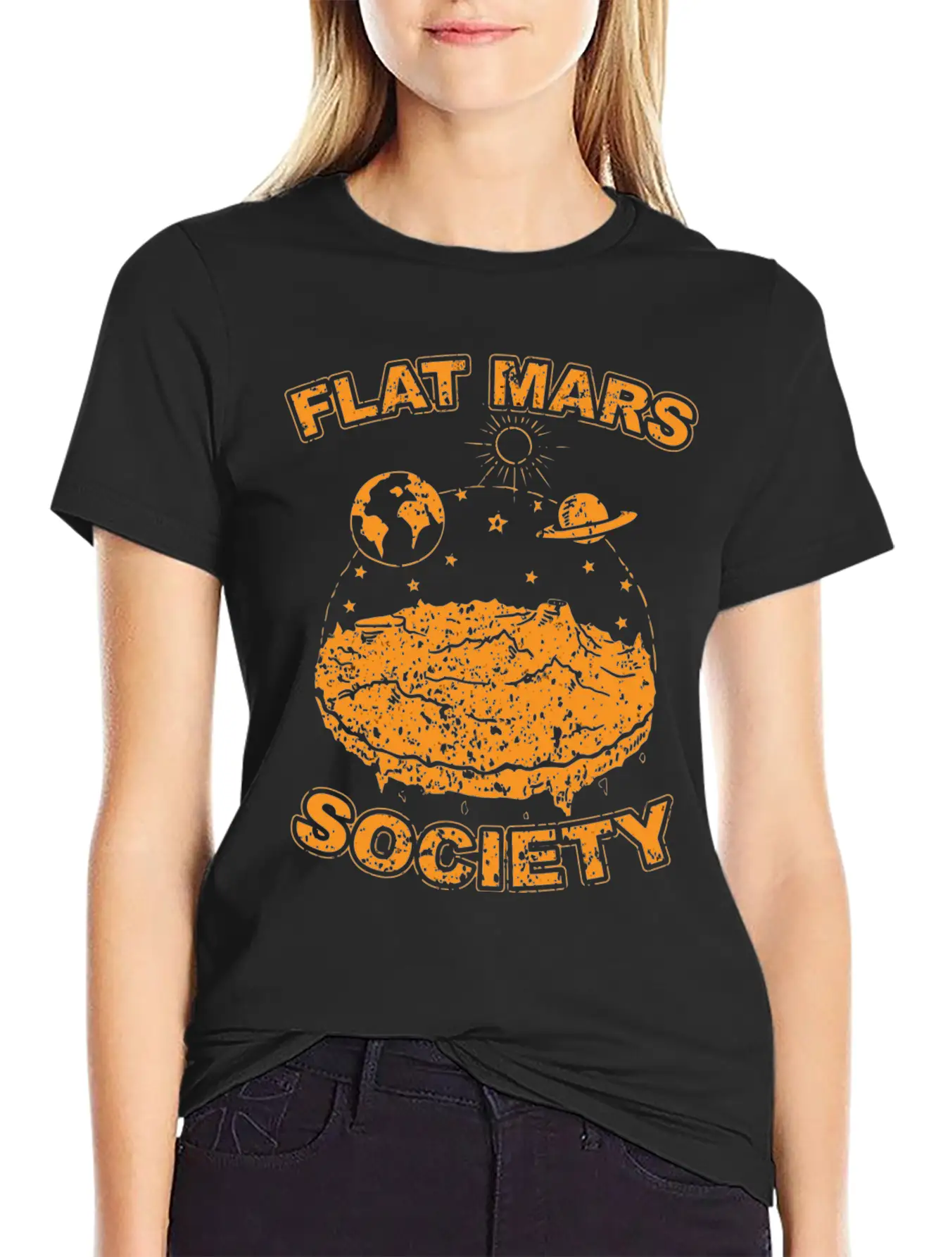 Flat Mar Socity Flat Earth Uivr SciFi S 2029 Unisex Short Sleeve Soft Cotton T-Shirt – Casual Everyday Wear