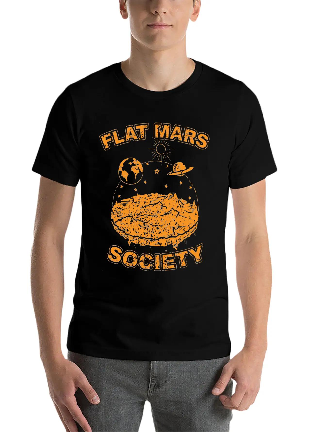 Flat Mar Socity Flat Earth Uivr SciFi S 2029 Unisex Short Sleeve Soft Cotton T-Shirt – Casual Everyday Wear