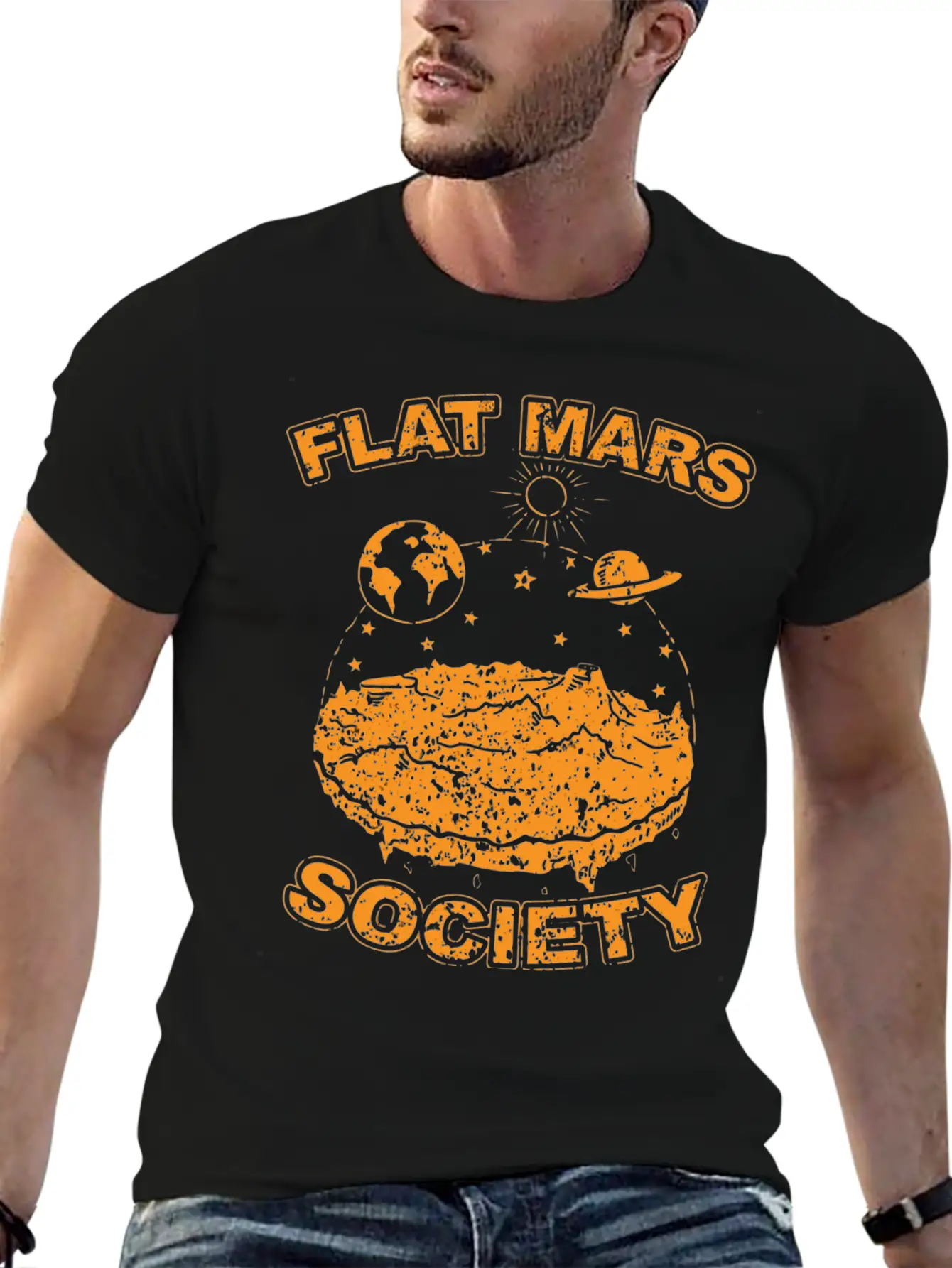 Flat Mar Socity Flat Earth Uivr SciFi S 2029 Unisex Short Sleeve Soft Cotton T-Shirt – Casual Everyday Wear