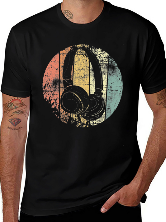 Retro Headphones Graphic Tee - Vintage Music Lover Shirt