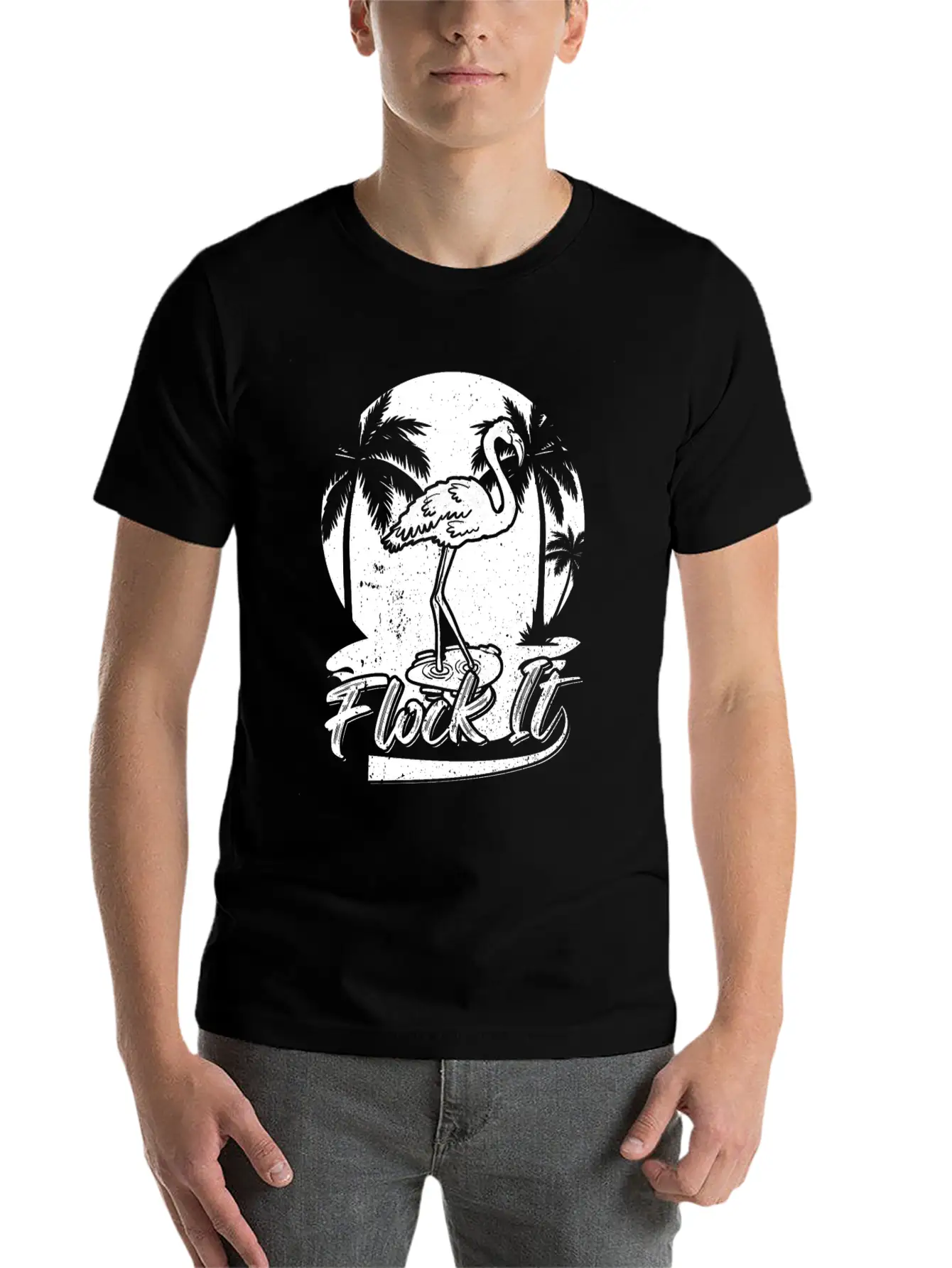 Flock It Flamingo Funny Flamingo Quotes Stylish Everyday T-Shirt – Unisex Basic Cotton Tee