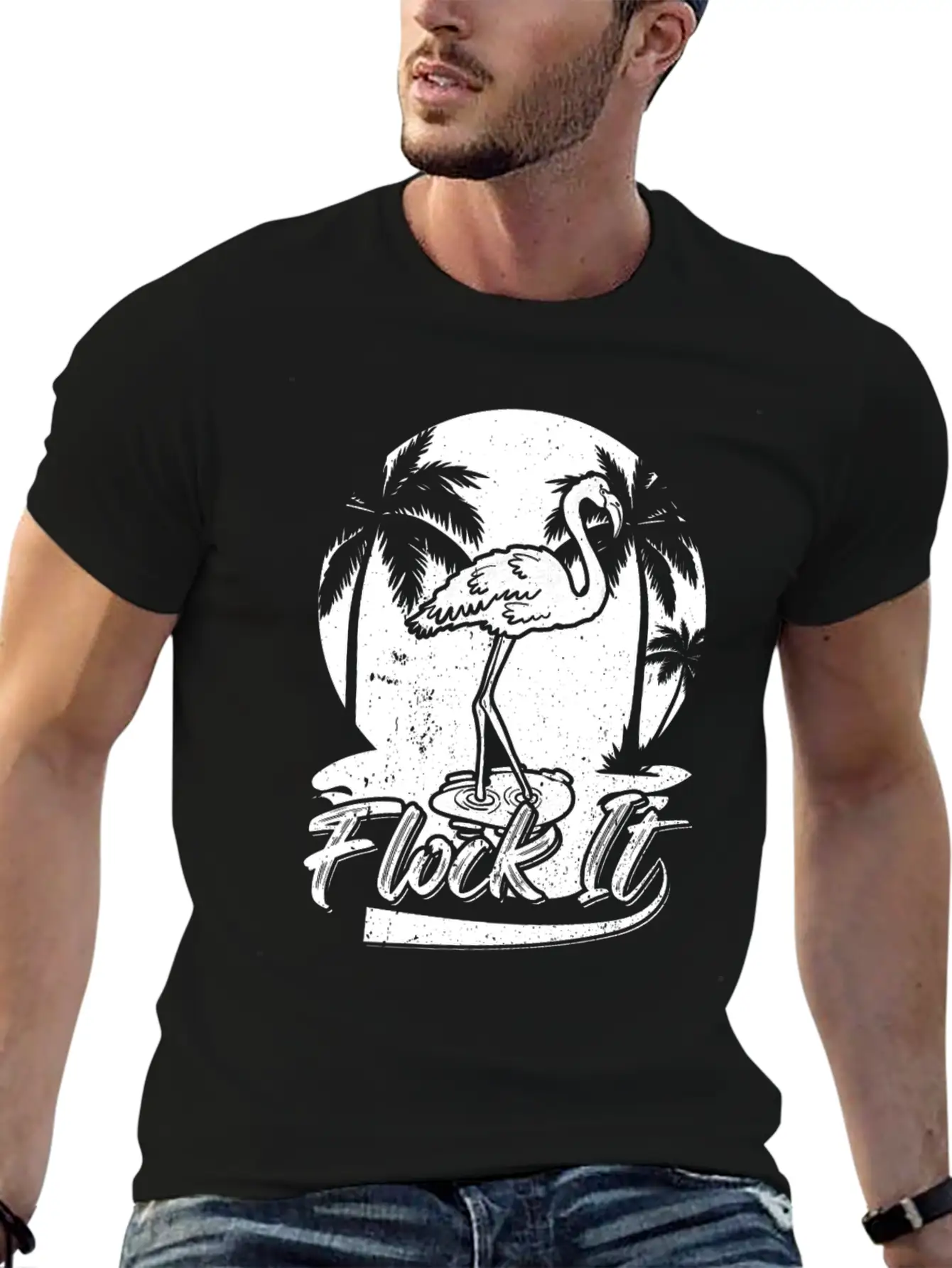 Flock It Flamingo Funny Flamingo Quotes Stylish Everyday T-Shirt – Unisex Basic Cotton Tee