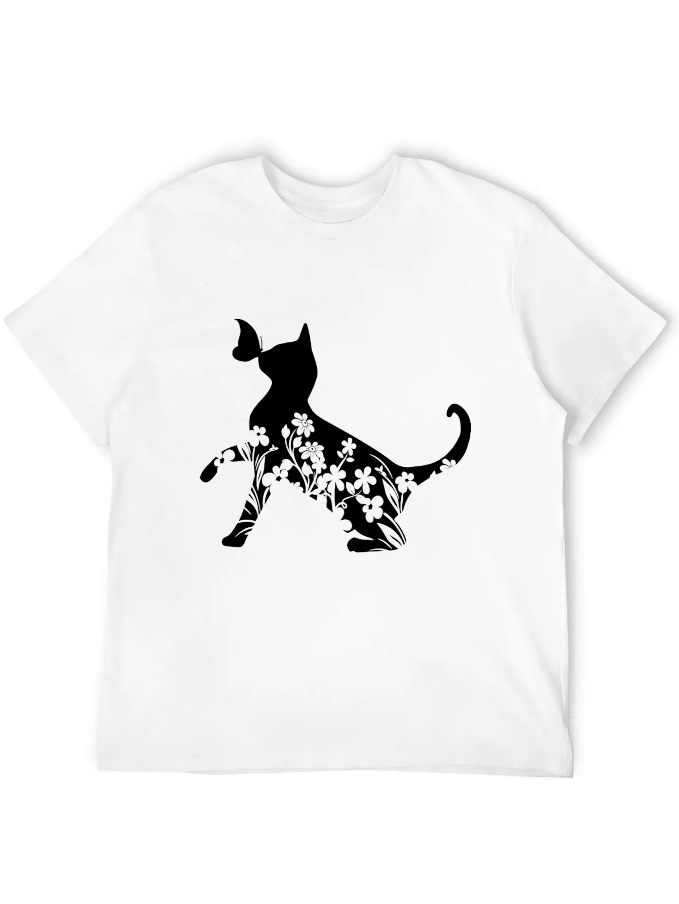 Floral Cat Mom Unisex Short Sleeve Soft Cotton T-Shirt – Casual Everyday Wear