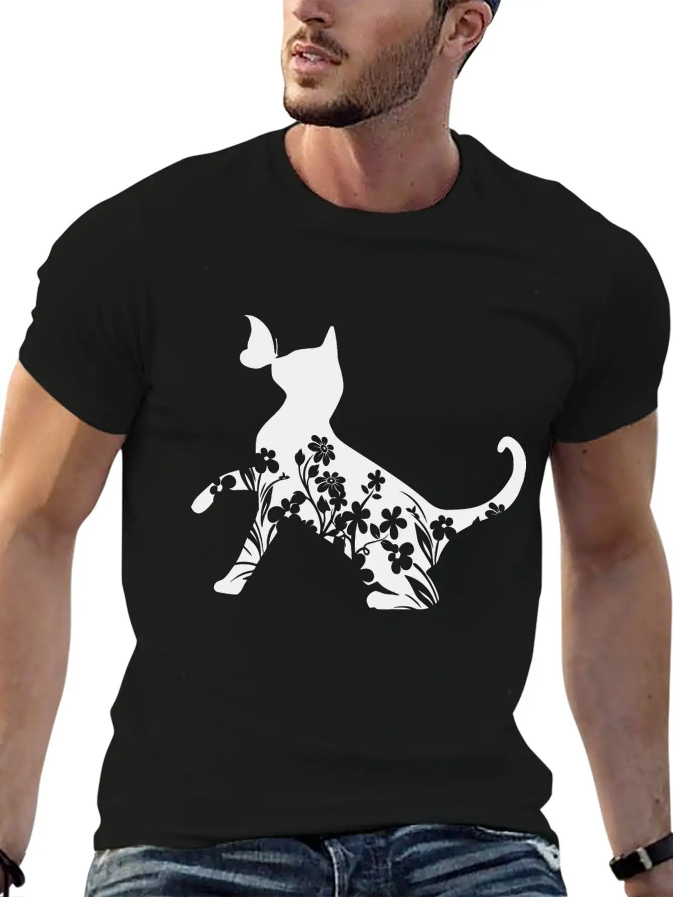 Floral Cat Mom Unisex Short Sleeve Soft Cotton T-Shirt – Casual Everyday Wear
