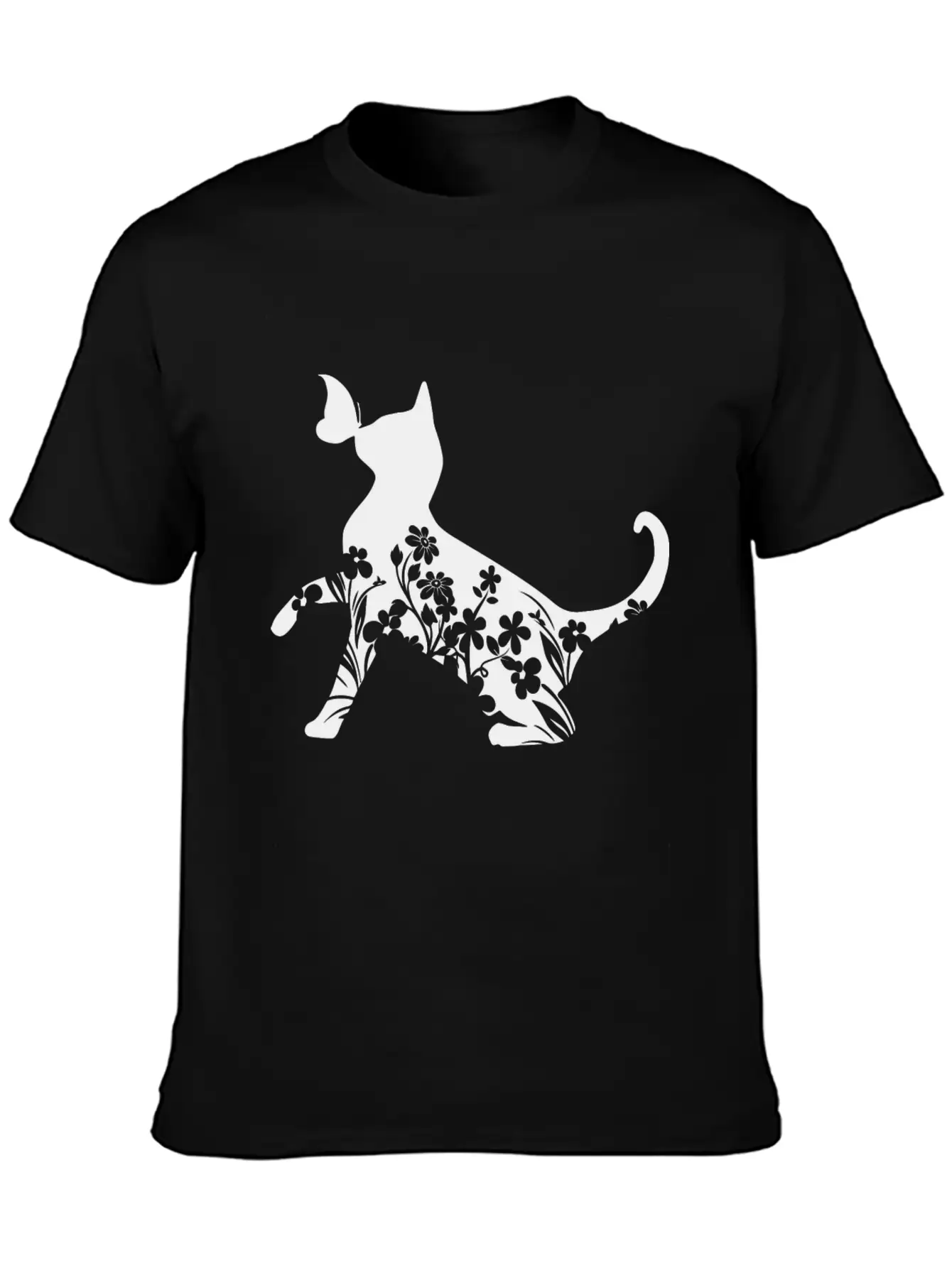 Floral Cat Mom Unisex Short Sleeve Soft Cotton T-Shirt – Casual Everyday Wear