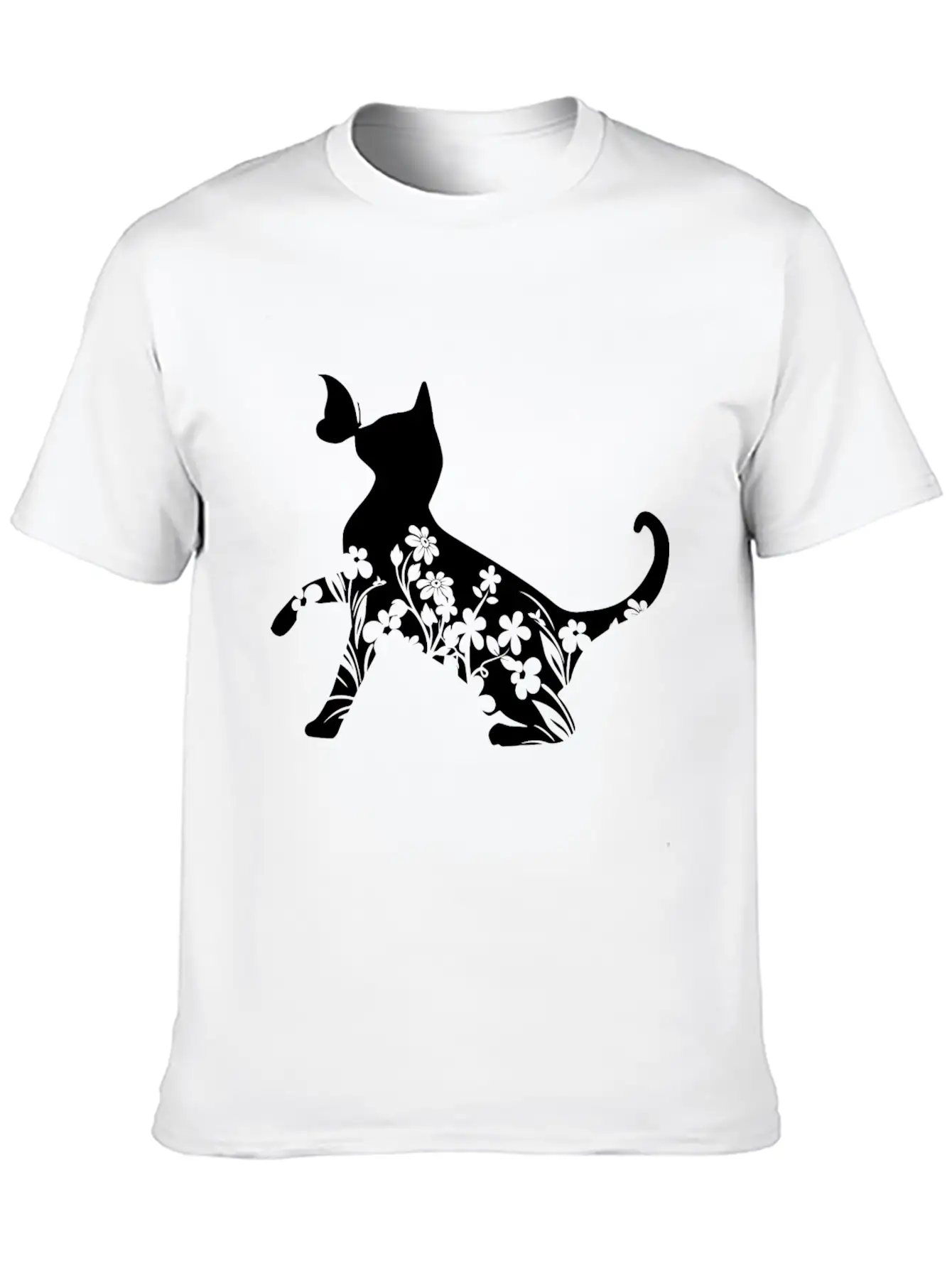 Floral Cat Mom Unisex Short Sleeve Soft Cotton T-Shirt – Casual Everyday Wear