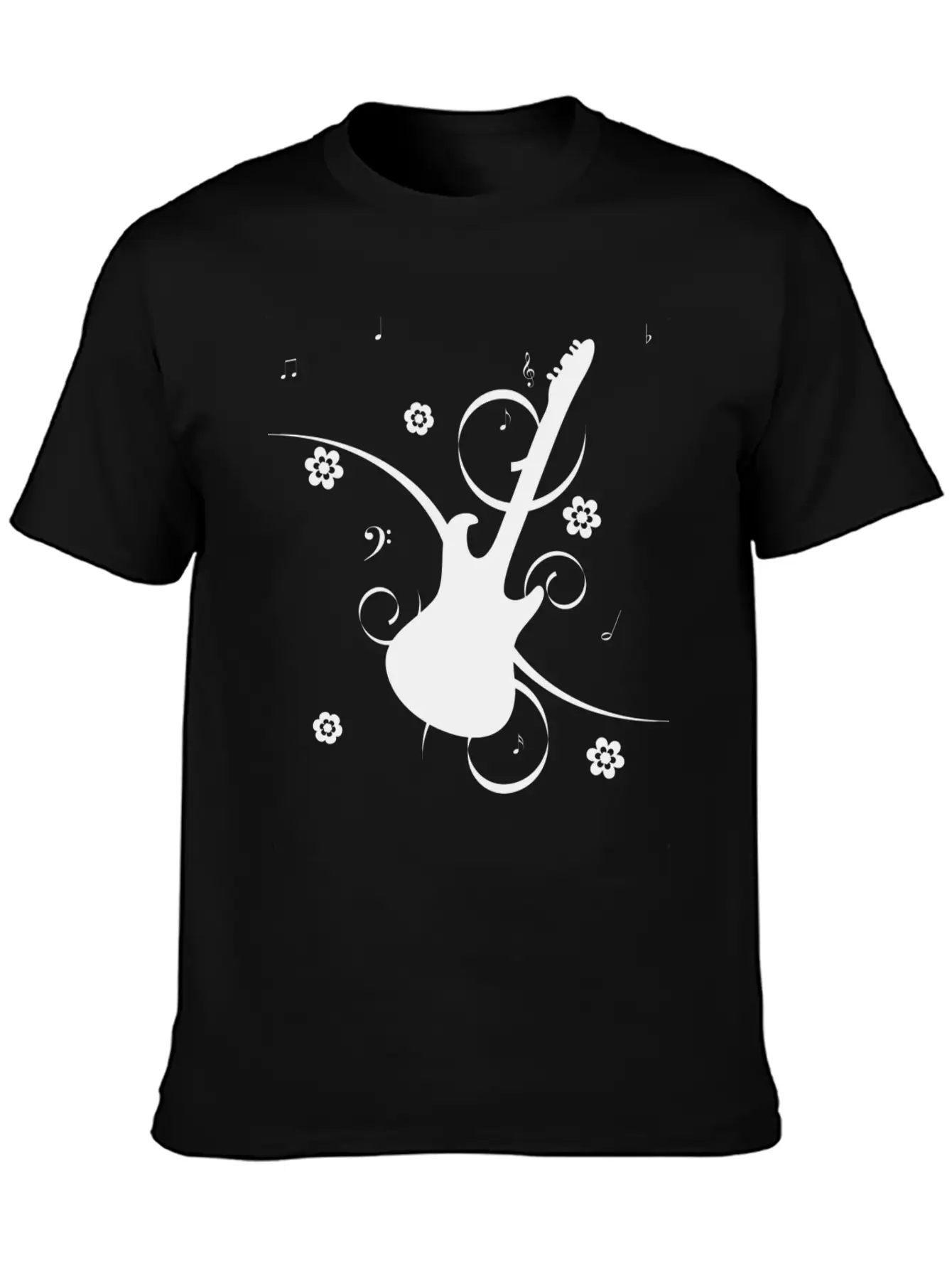 Floral Gitarre Essential Unisex Summer Tee – Soft Cotton Casual Fit