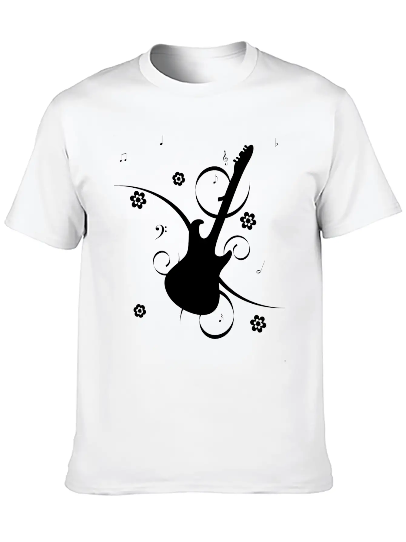 Floral Gitarre Essential Unisex Summer Tee – Soft Cotton Casual Fit