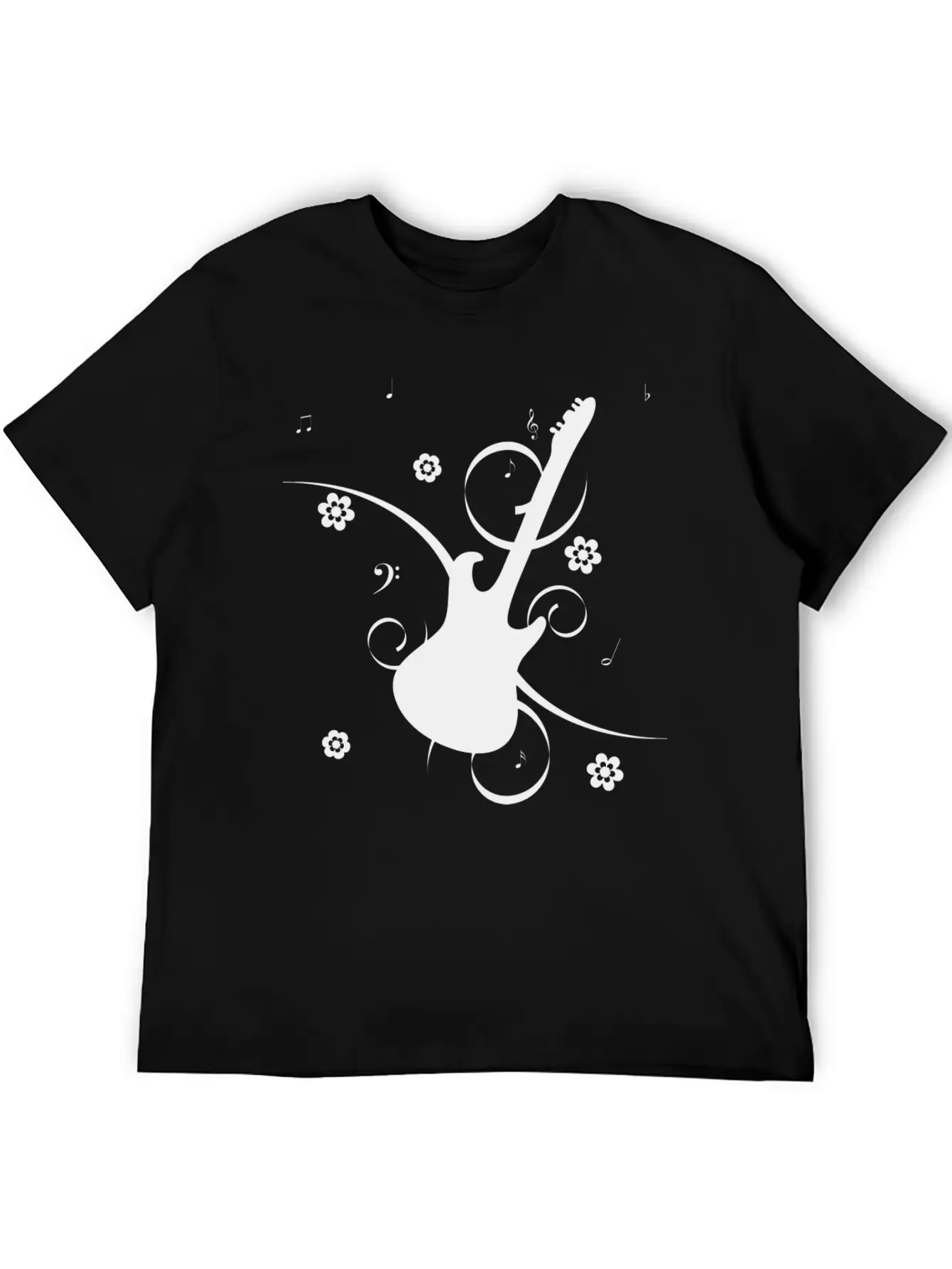 Floral Gitarre Essential Unisex Summer Tee – Soft Cotton Casual Fit