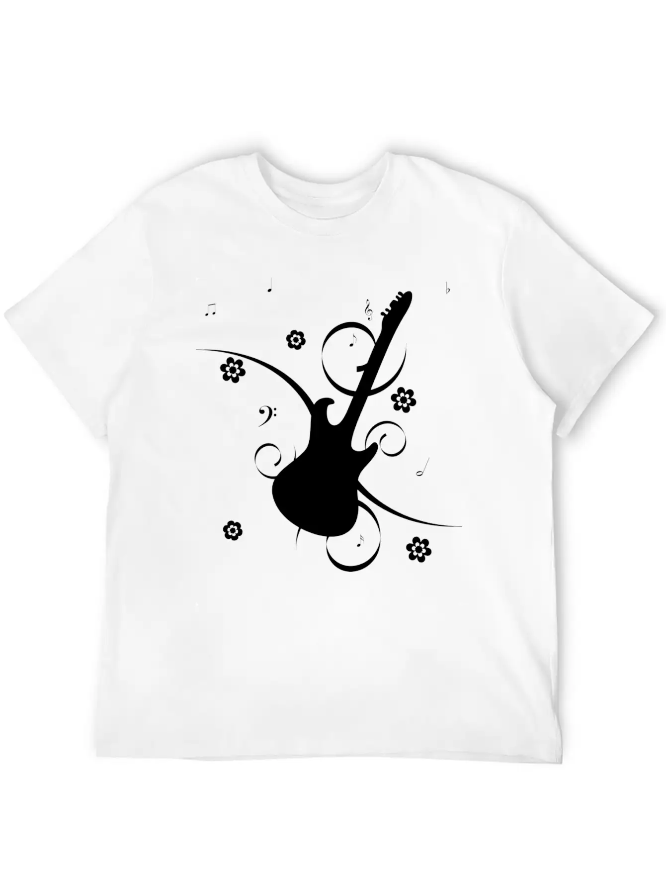 Floral Gitarre Essential Unisex Summer Tee – Soft Cotton Casual Fit