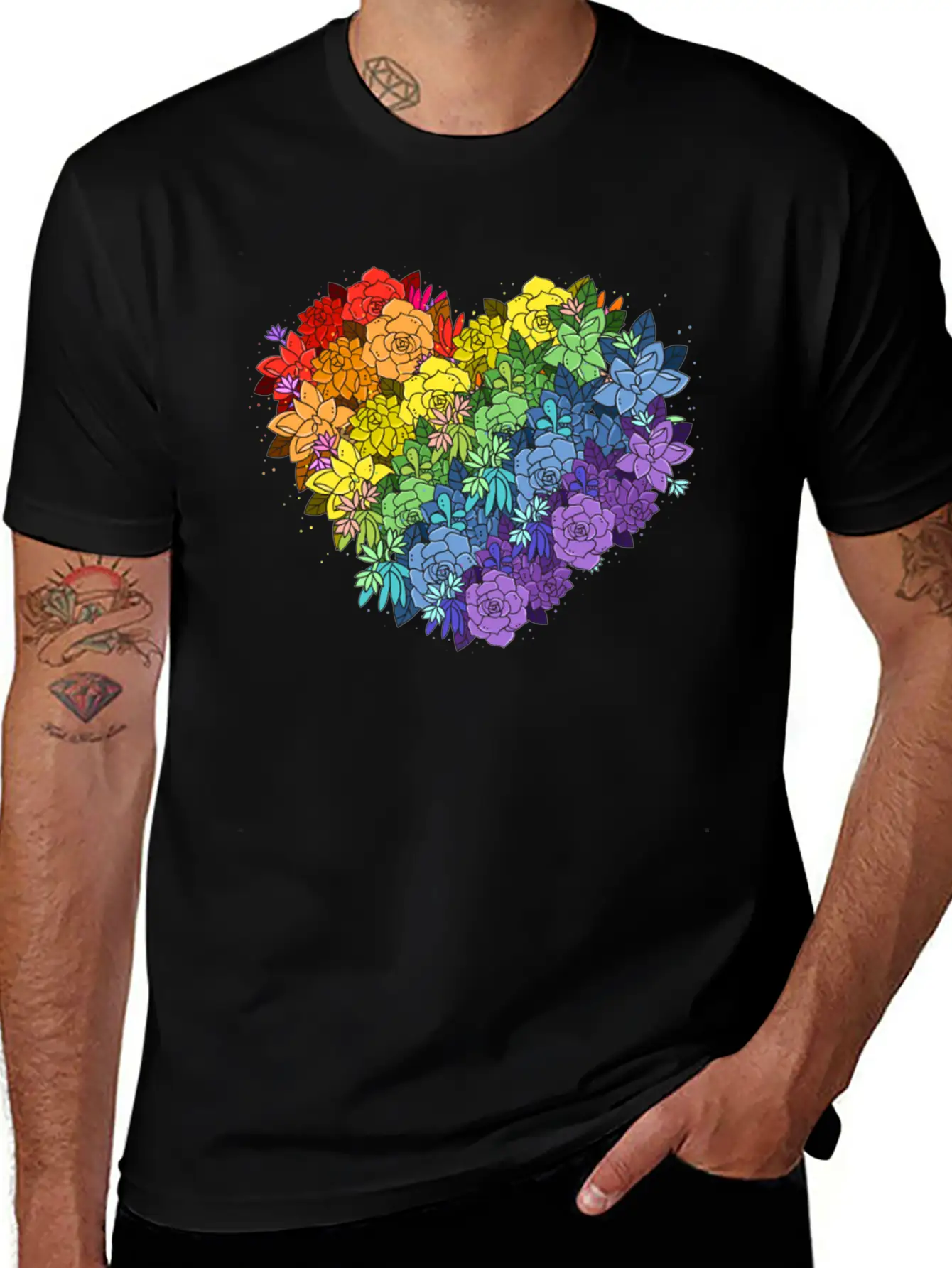 Floral Lgbt Heart Essential Unisex Summer Tee – Soft Cotton Casual Fit