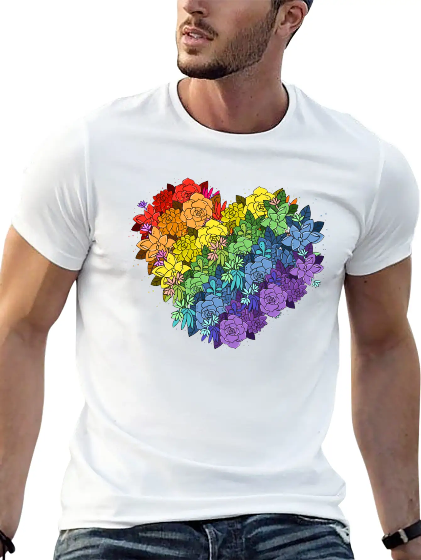 Floral Lgbt Heart Essential Unisex Summer Tee – Soft Cotton Casual Fit