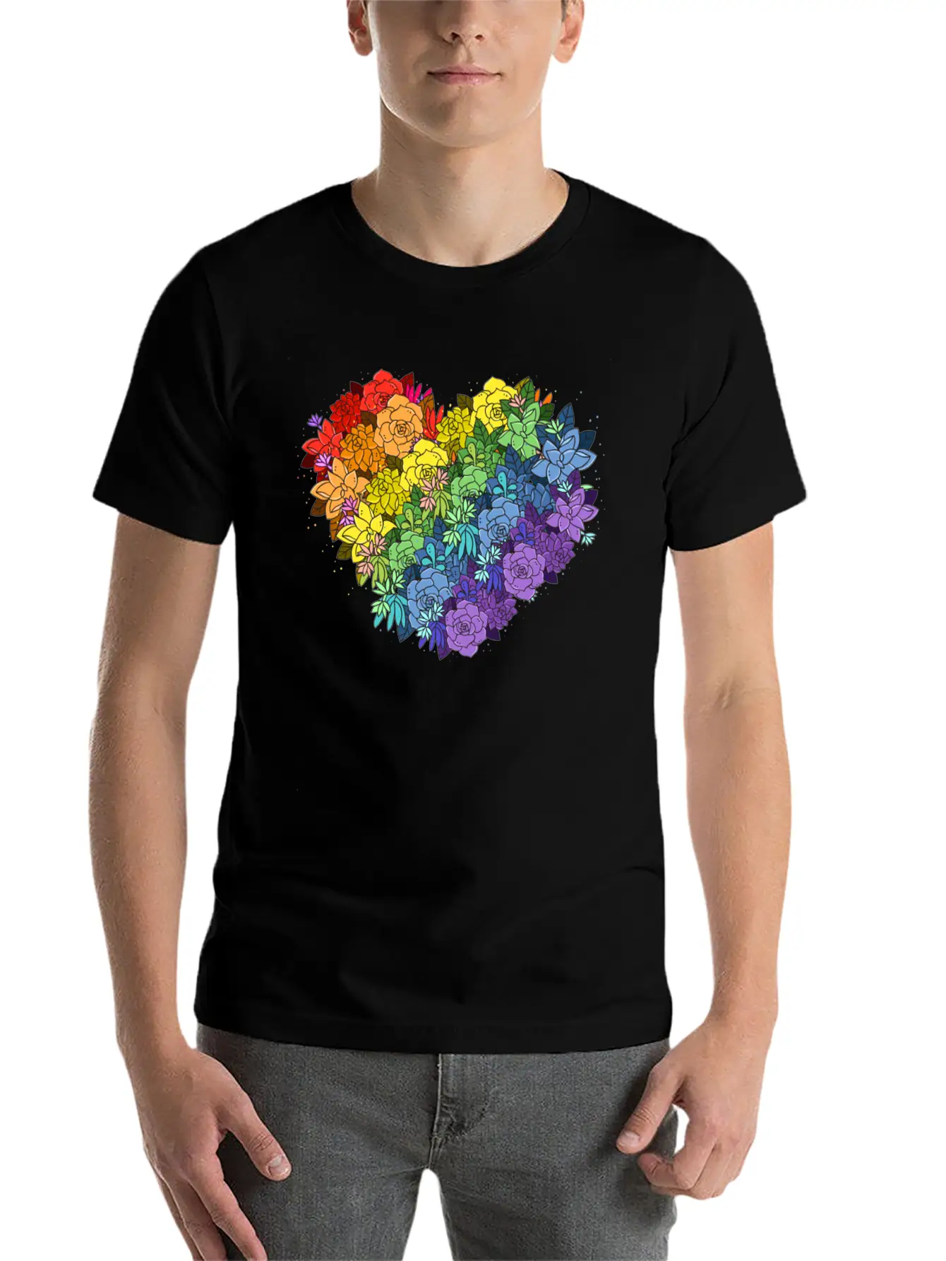 Floral Lgbt Heart Essential Unisex Summer Tee – Soft Cotton Casual Fit