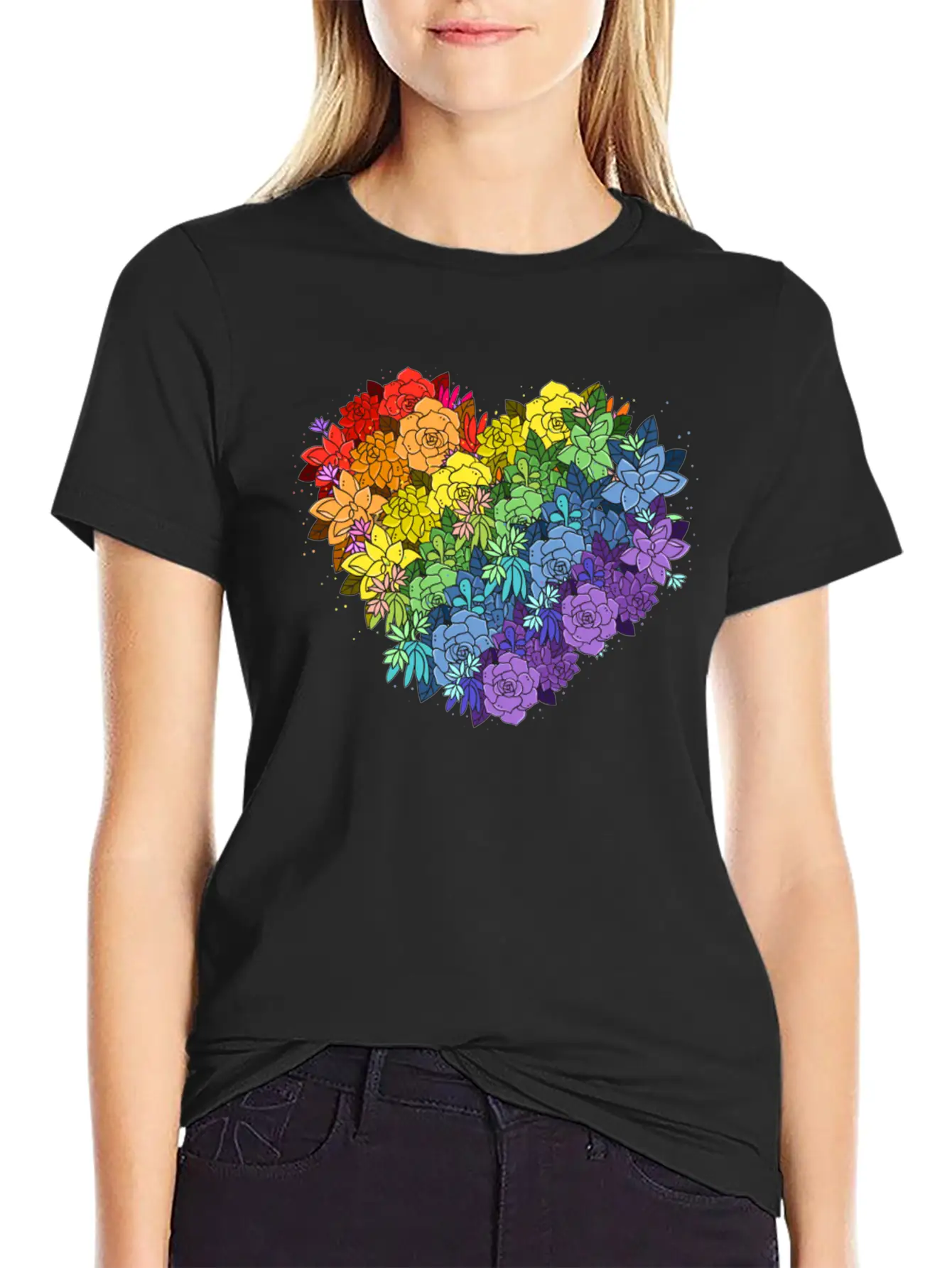 Floral Lgbt Heart Essential Unisex Summer Tee – Soft Cotton Casual Fit