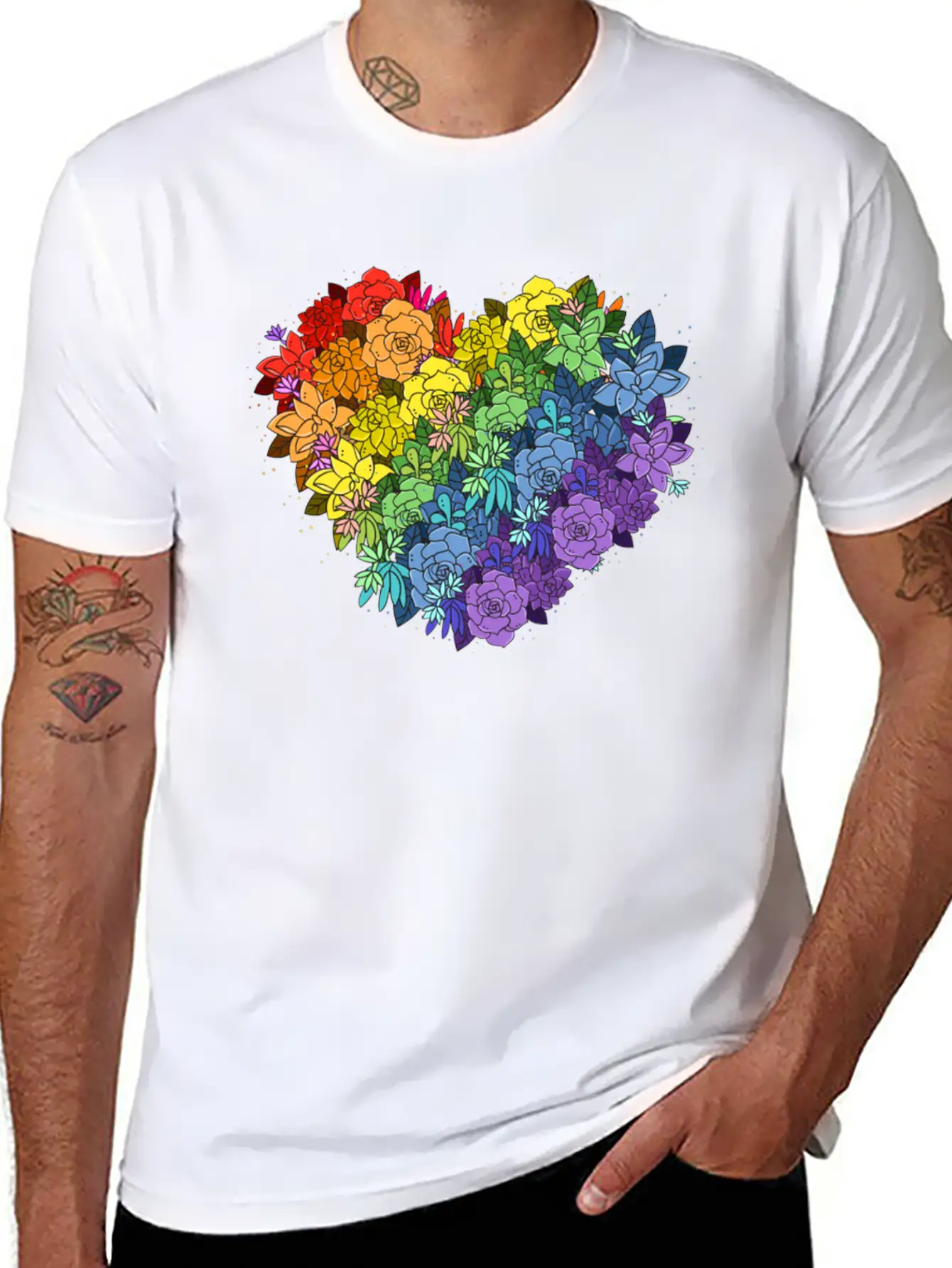 Floral Lgbt Heart Essential Unisex Summer Tee – Soft Cotton Casual Fit